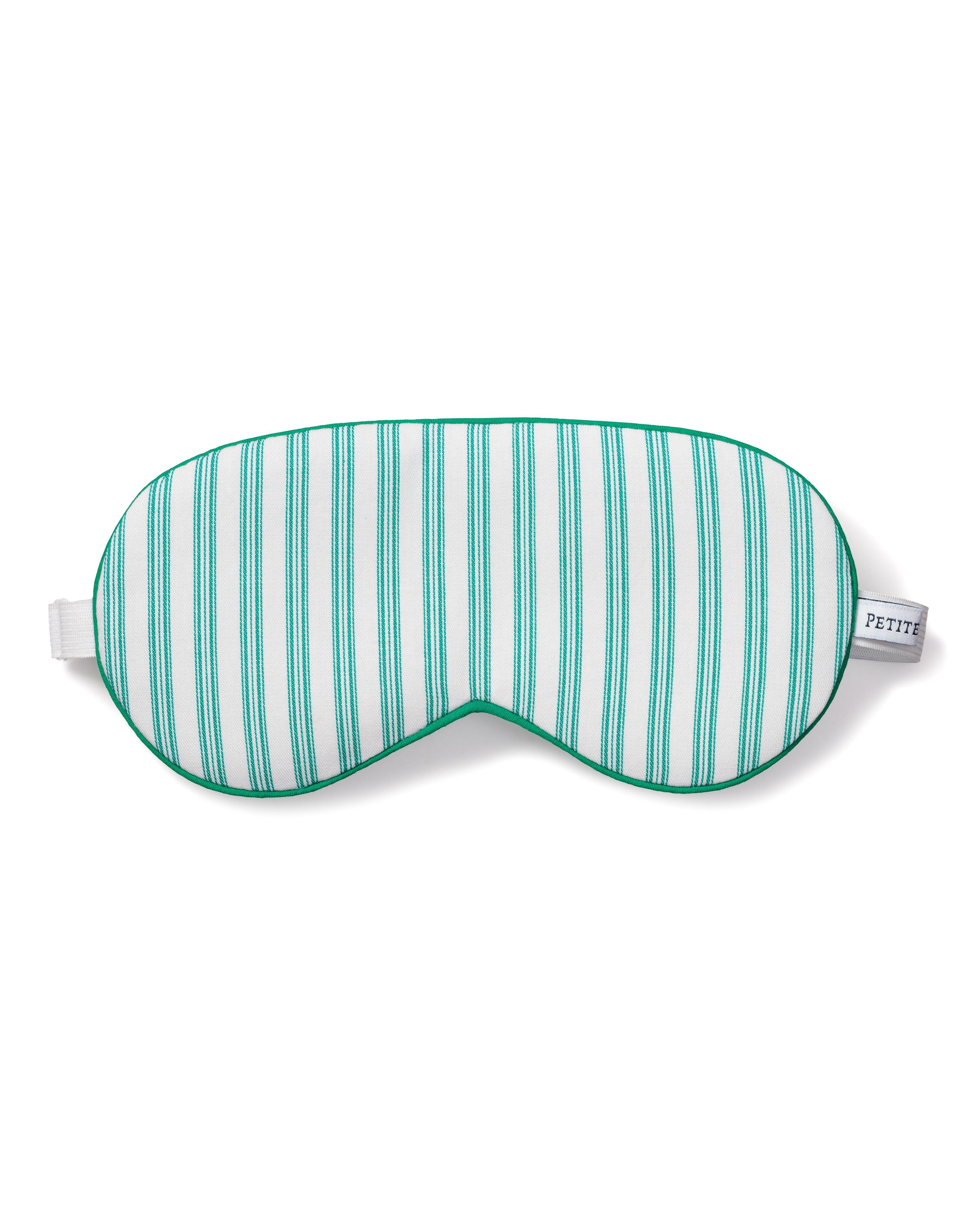 Adult Twill Sleep Mask in Emerald Ticking in Emerald Ticking#Color_Emerald Ticking