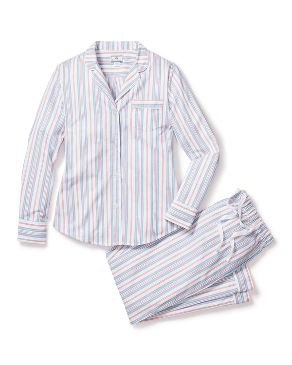 Women's Twill Pajama Set in Vintage French Stripes