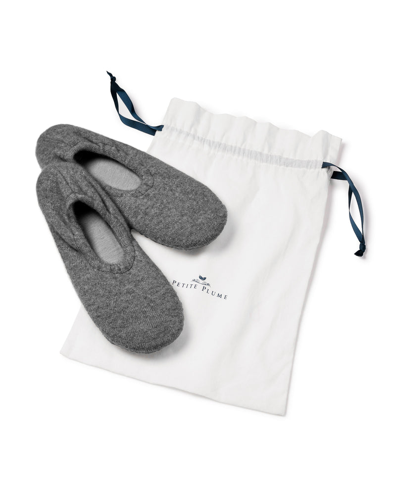 Women's Cashmere Slippers in Dark Grey
