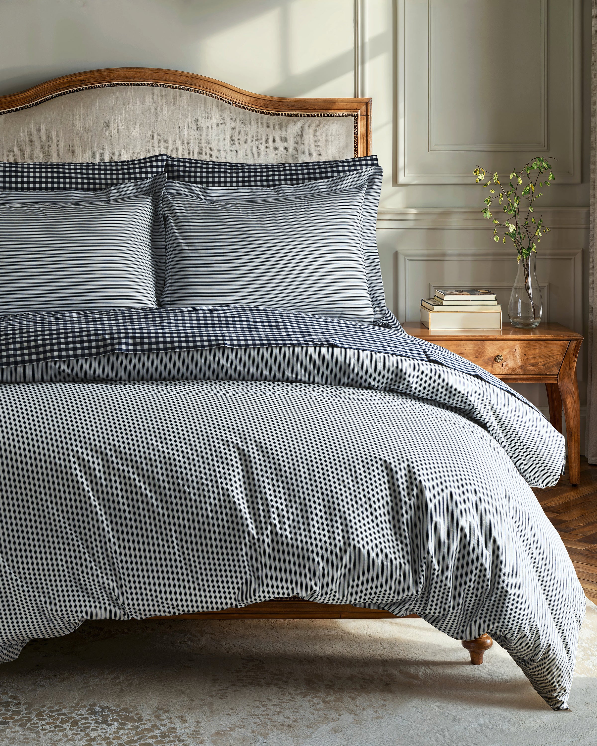 Luxe Premium Percale Duvet Set in Light Blue Gingham in Light Blue Gingham#Color_Light Blue Gingham