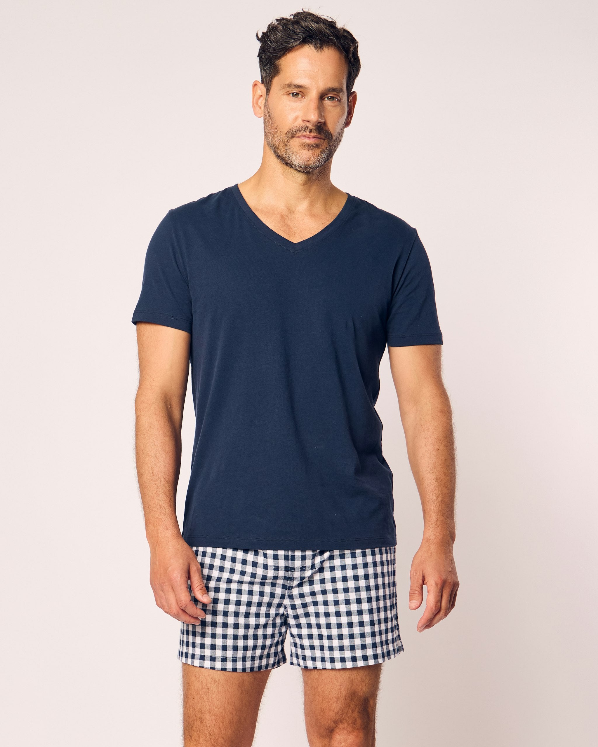 Men's Twill 3 Pack Boxers in Royal Blue Gingham in Navy#Color_Navy