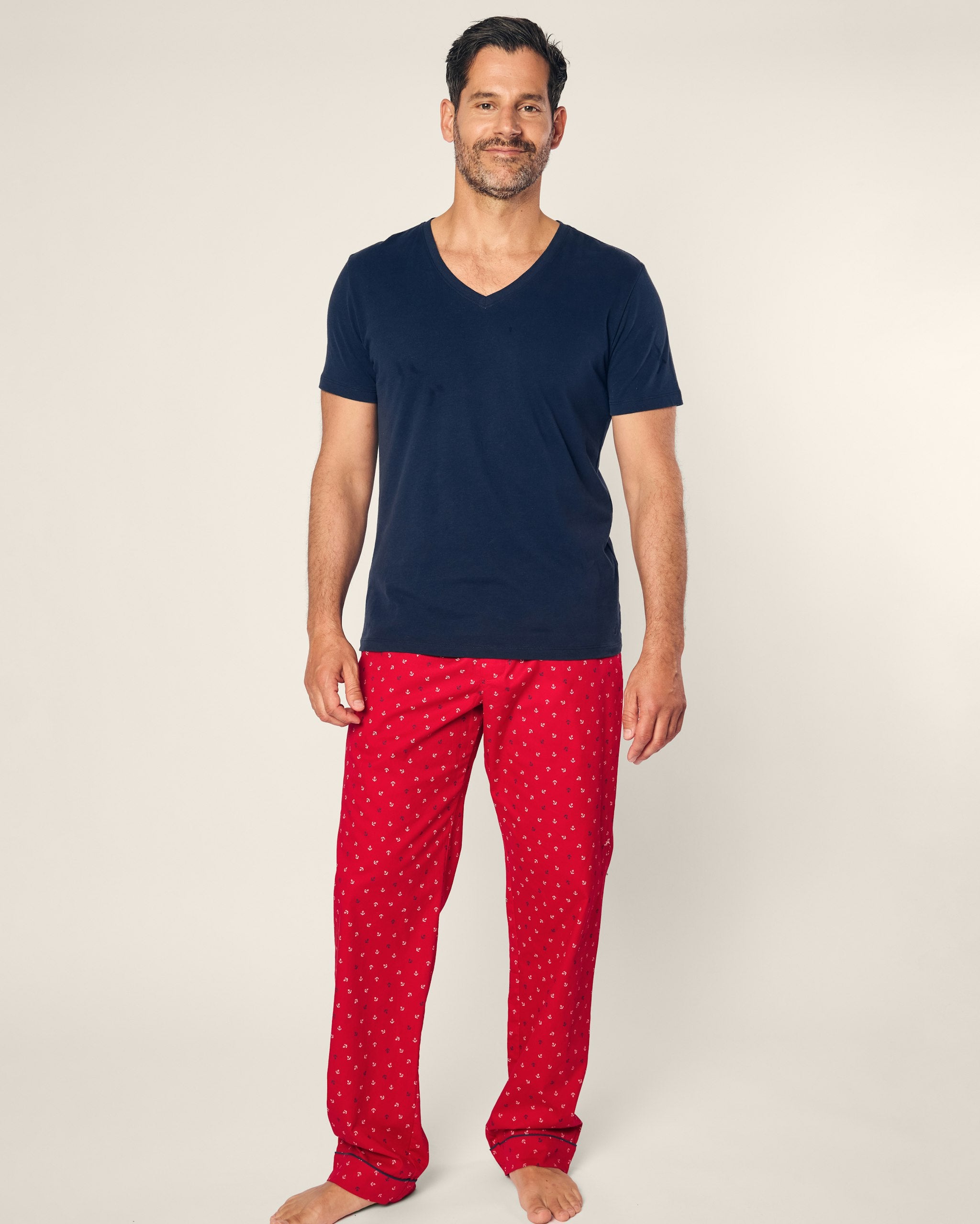 Men's Twill Pajama Pant in Coastal Charms in Anchors Away#Color_Anchors Away