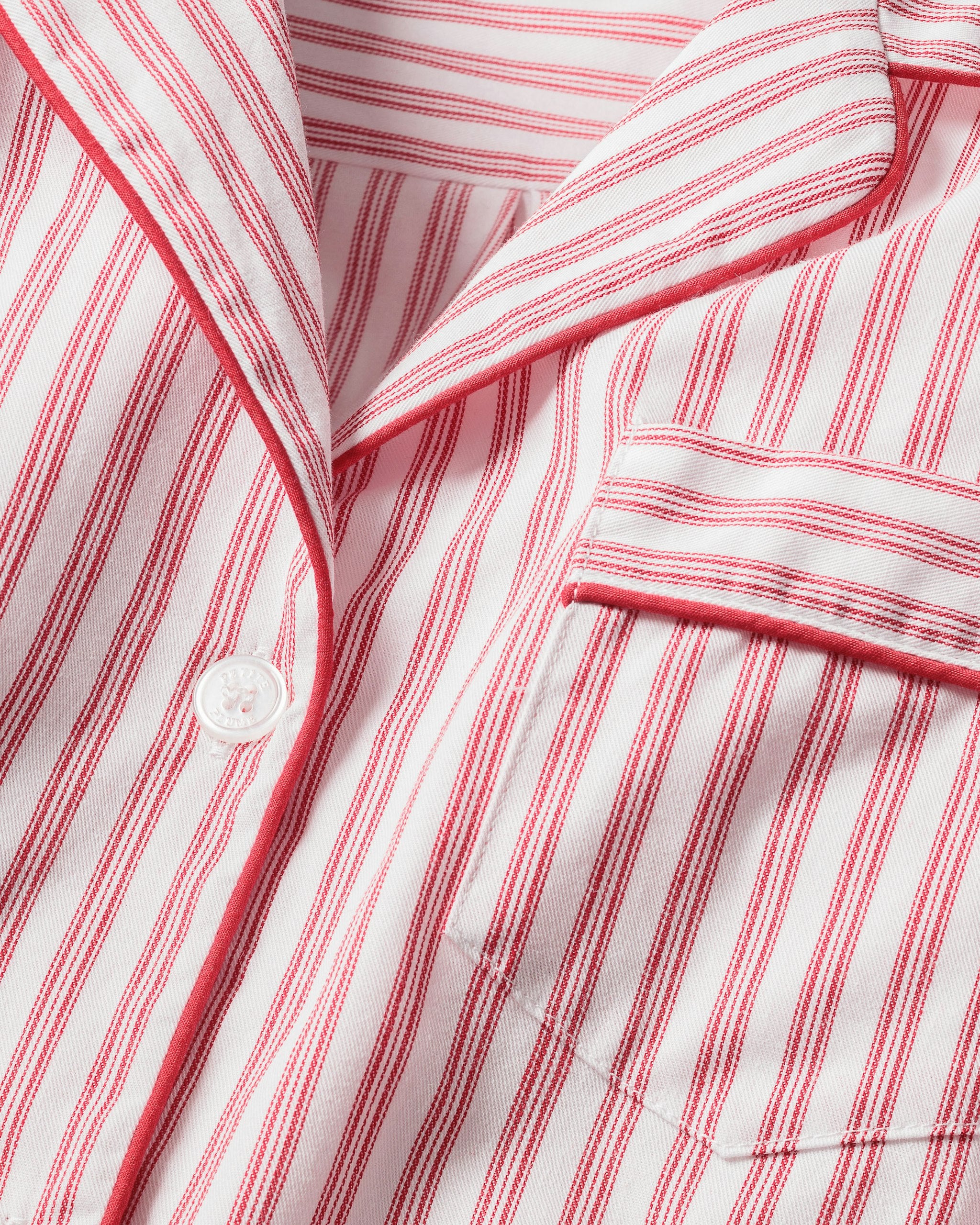 Men's Twill Pajama Set in Navy French Ticking in Antique Red Ticking#Color_Antique Red Ticking