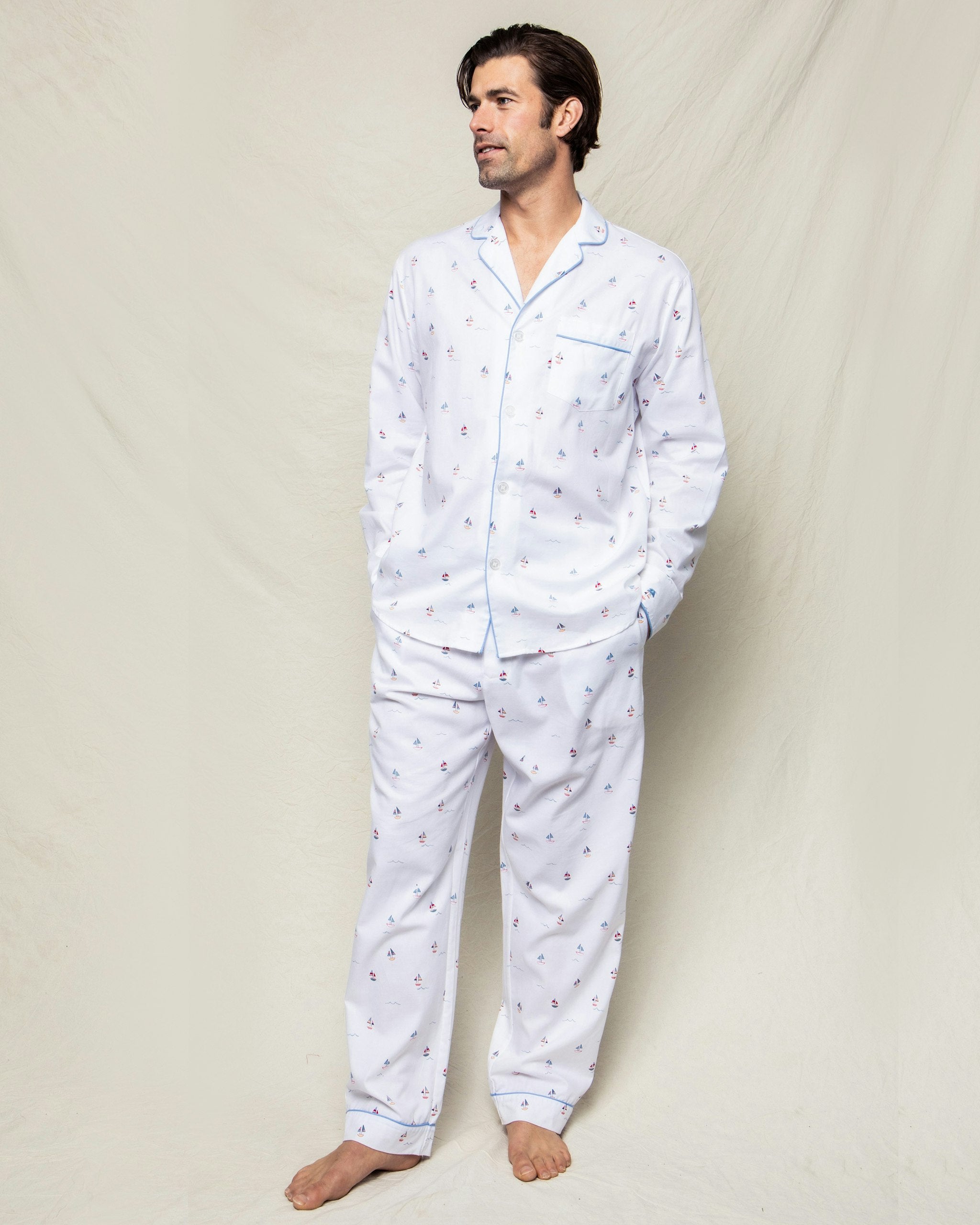 Men's Twill Pajama Set in La Mer in Bateau#Color_Bateau