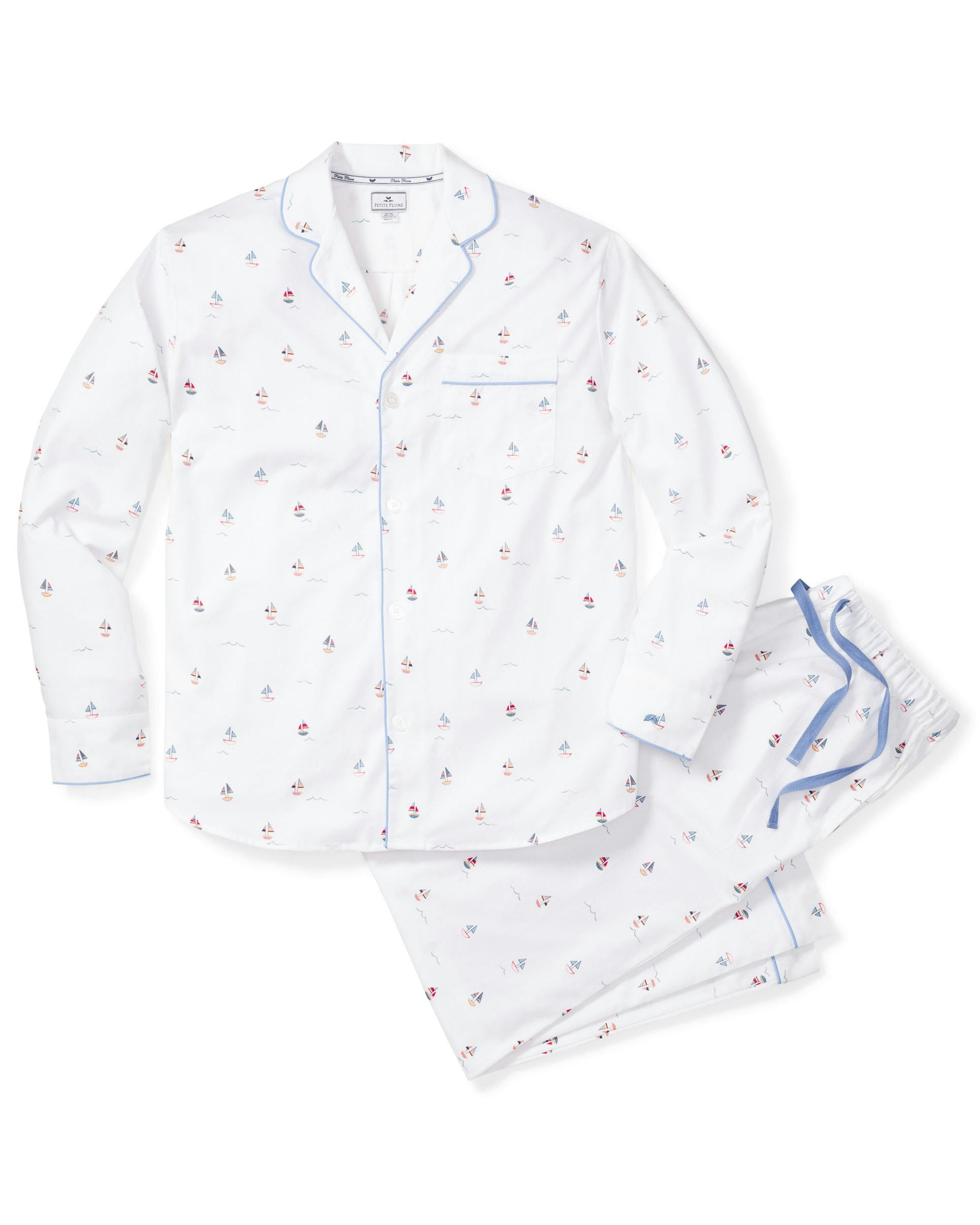 Men's Twill Pajama Set in La Mer in Bateau#Color_Bateau