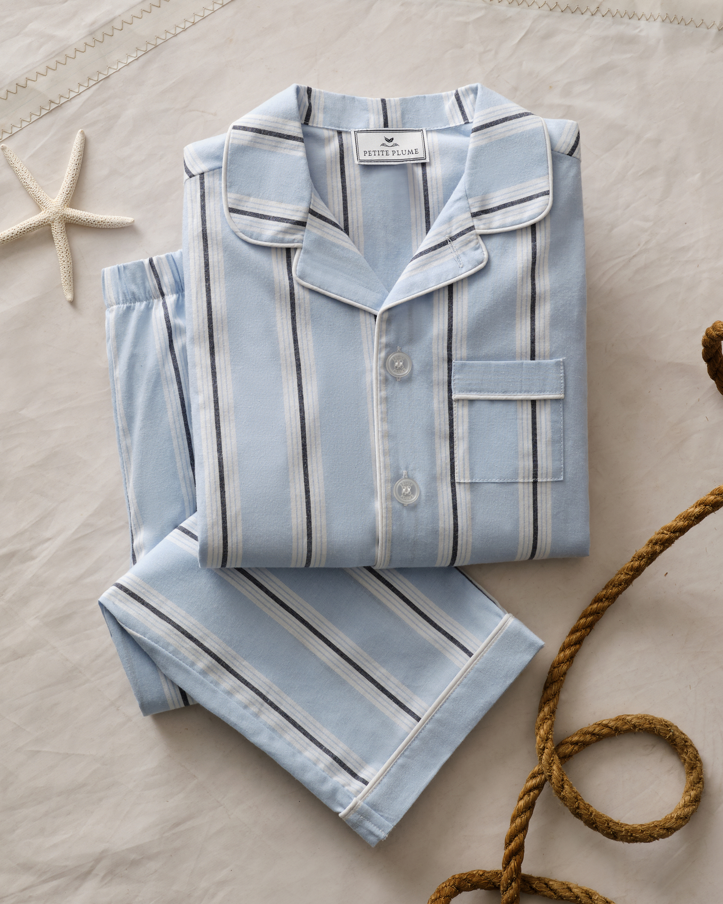 Men's Twill Pajama Set in Coastal Stripe