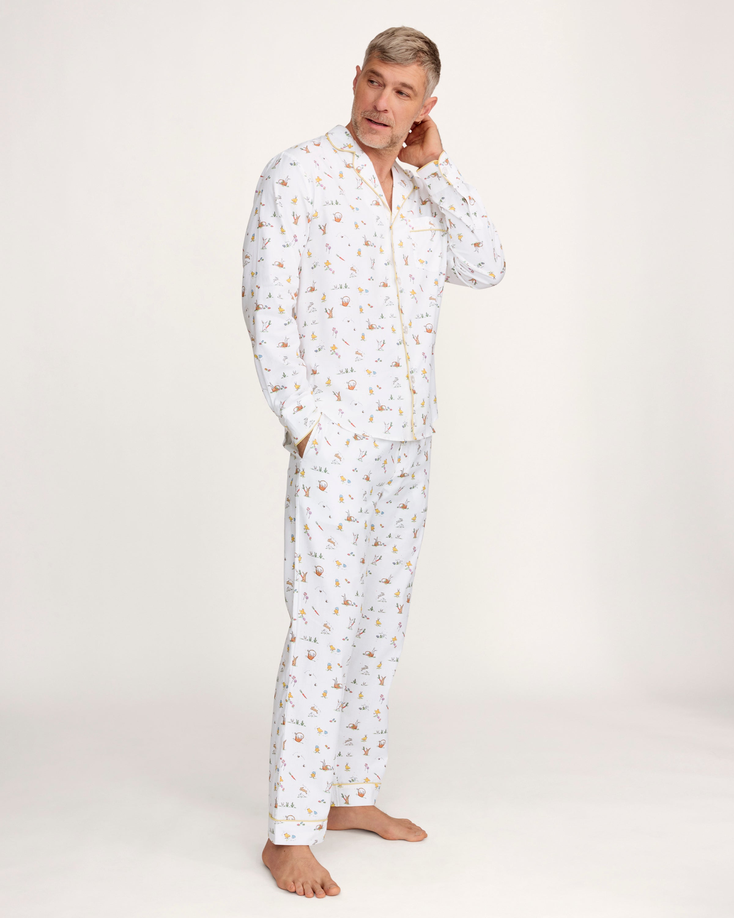 Men's Twill Pajama Set in Easter Frolic