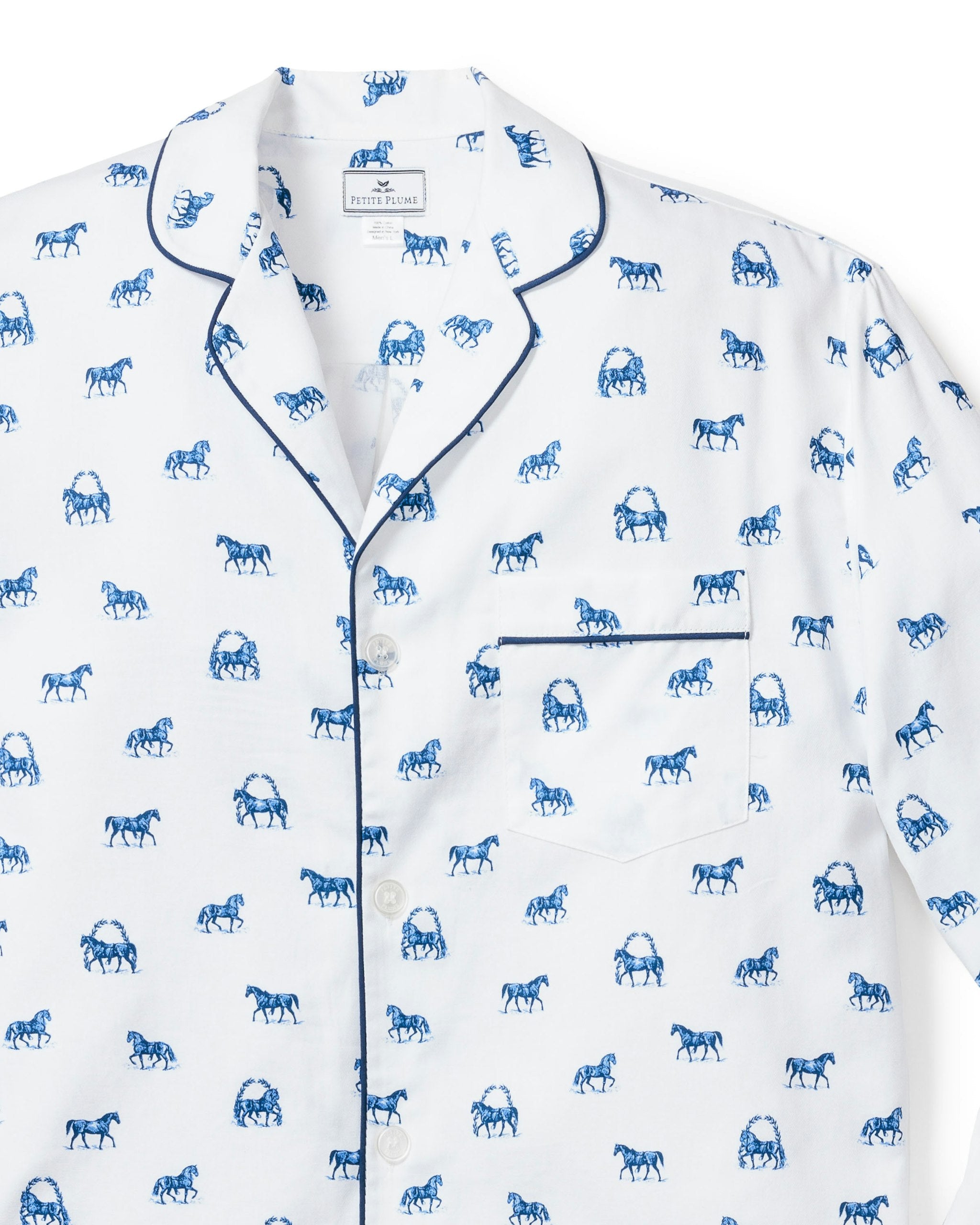 Men's Twill Pajama Set in Brixham Lobsters in Equestrian#Color_Equestrian