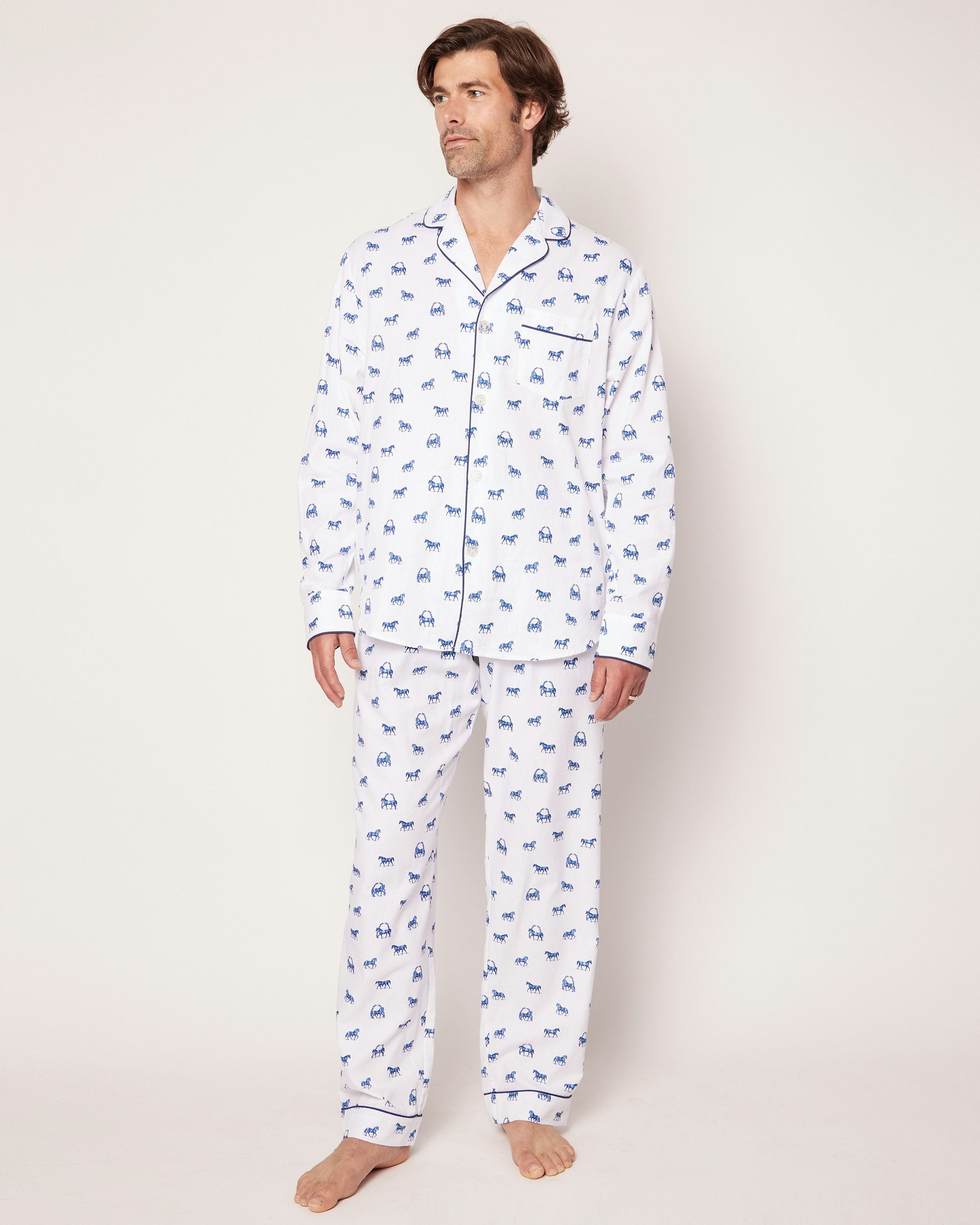 Men's Twill Pajama Set in Brixham Lobsters in Equestrian#Color_Equestrian