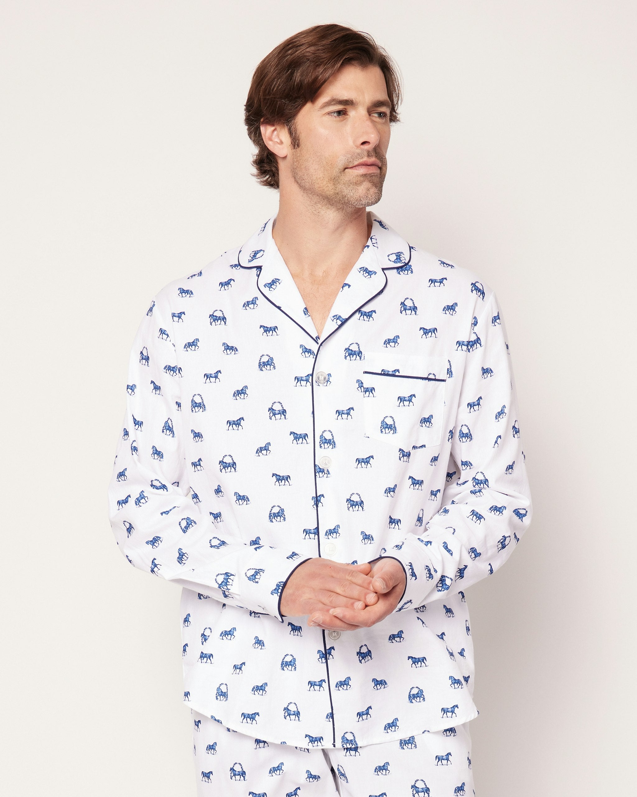 Men's Twill Pajama Set in Brixham Lobsters in Equestrian#Color_Equestrian