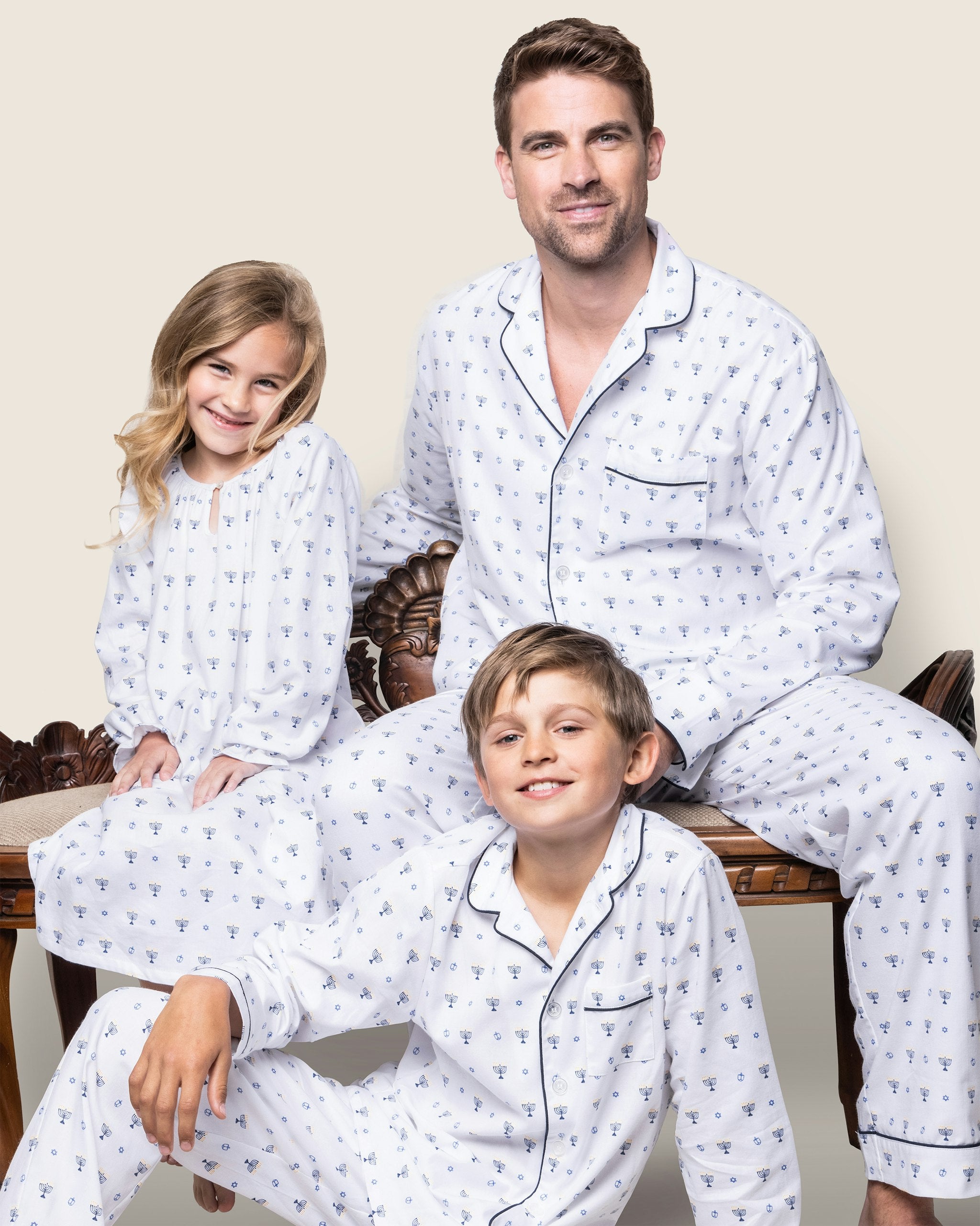 Men's Twill Pajama Set in Happy Hanukkah in Happy Hanukkah#Color_Happy Hanukkah