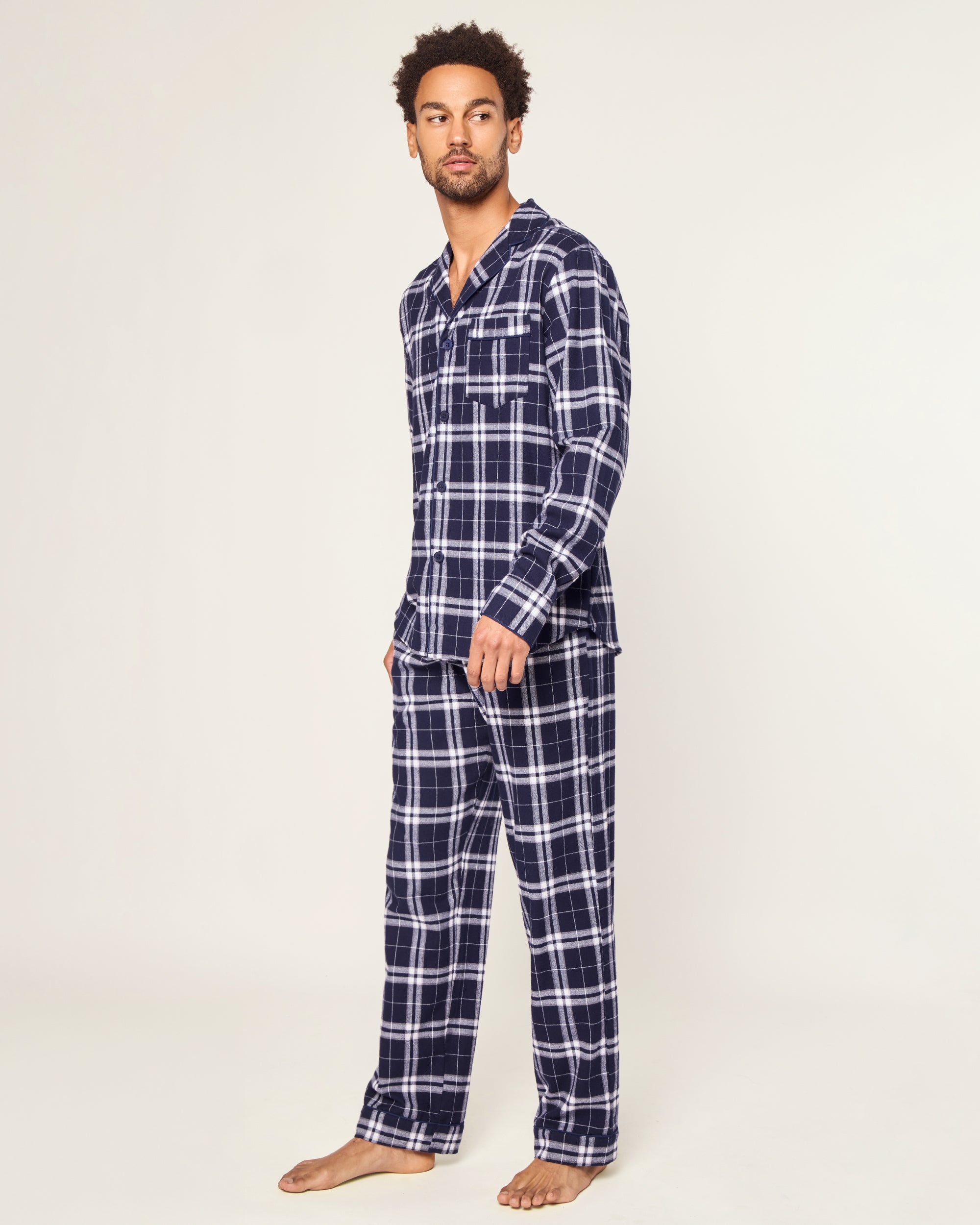 Men's Brushed Cotton Pajama Set in Oxford Tartan