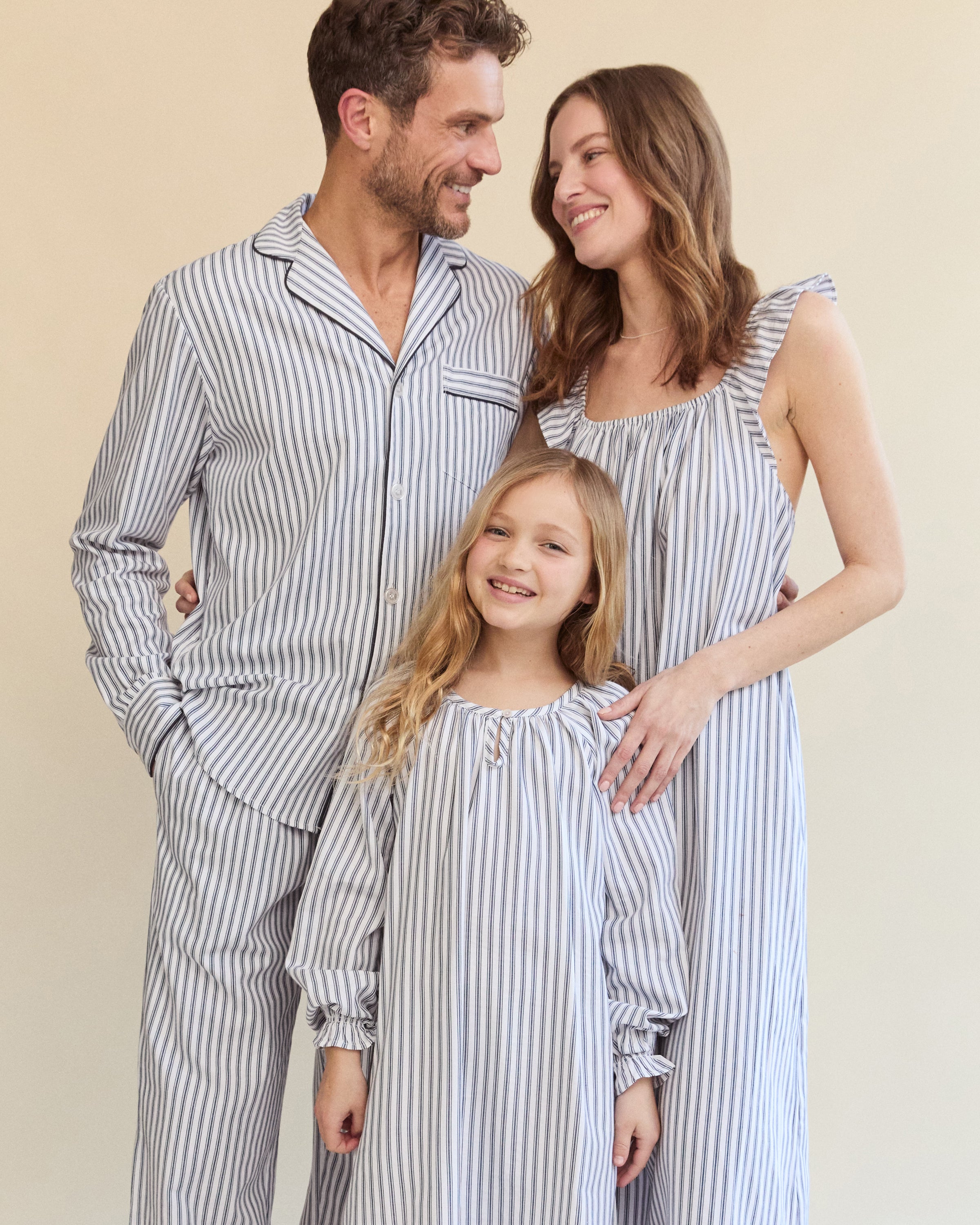 Men's Twill Pajama Set in Navy French Ticking in Navy French Ticking#Color_Navy French Ticking