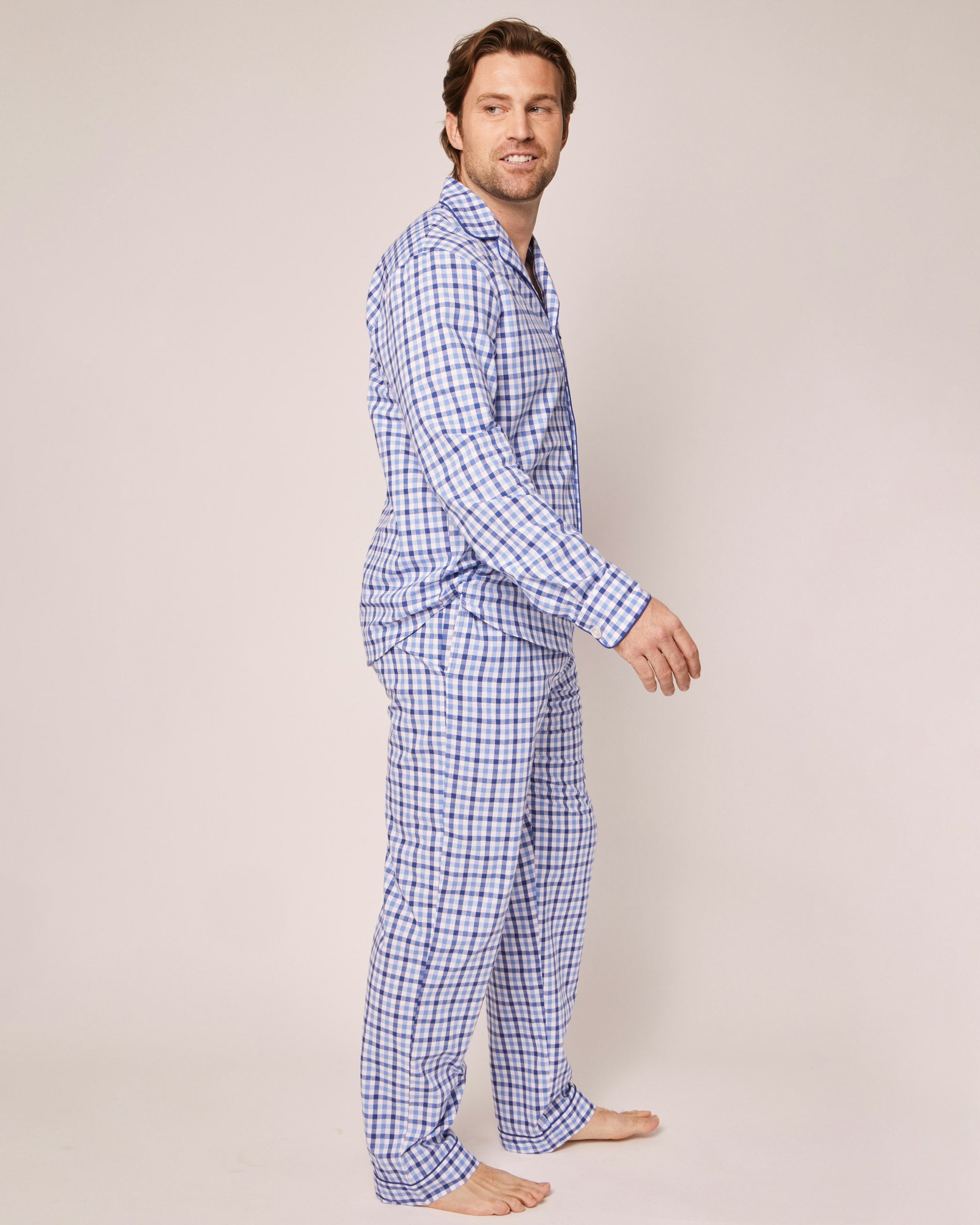 Men's Twill Pajama Set in Royal Blue Gingham in Royal Blue Gingham#Color_Royal Blue Gingham