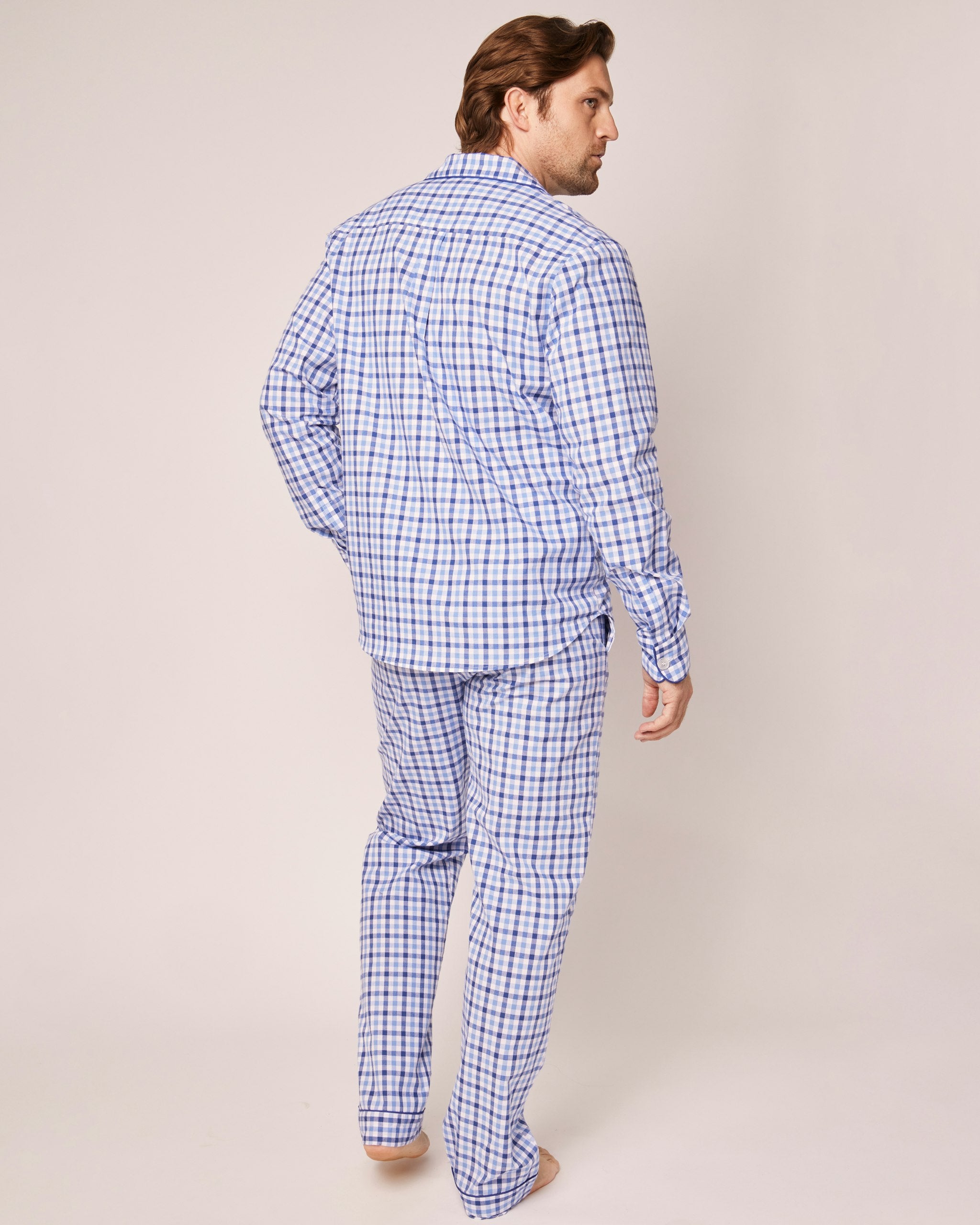 Men's Twill Pajama Set in Royal Blue Gingham in Royal Blue Gingham#Color_Royal Blue Gingham