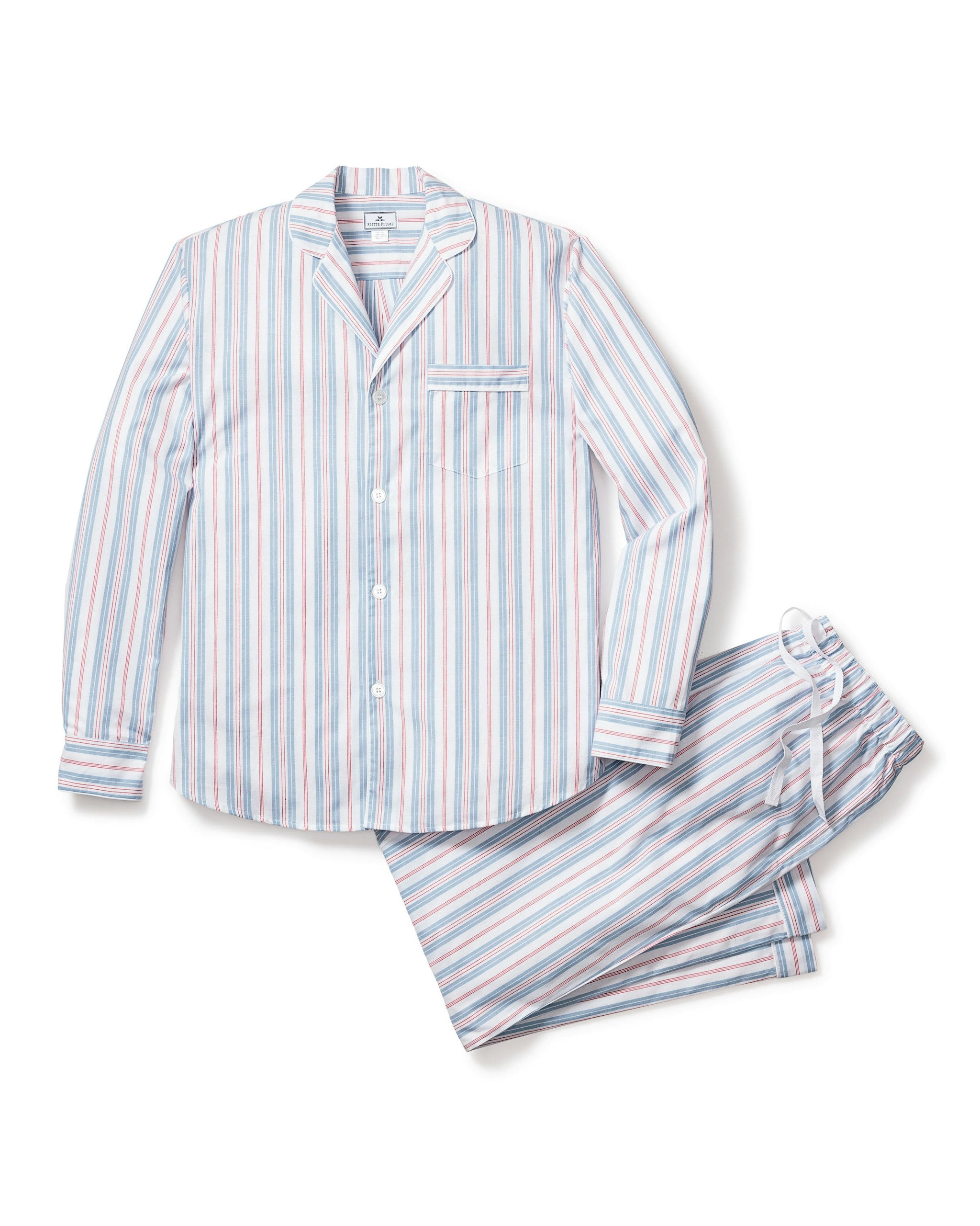 Men's Twill Pajama Set in La Mer in Vintage French Stripes#Color_Vintage French Stripes