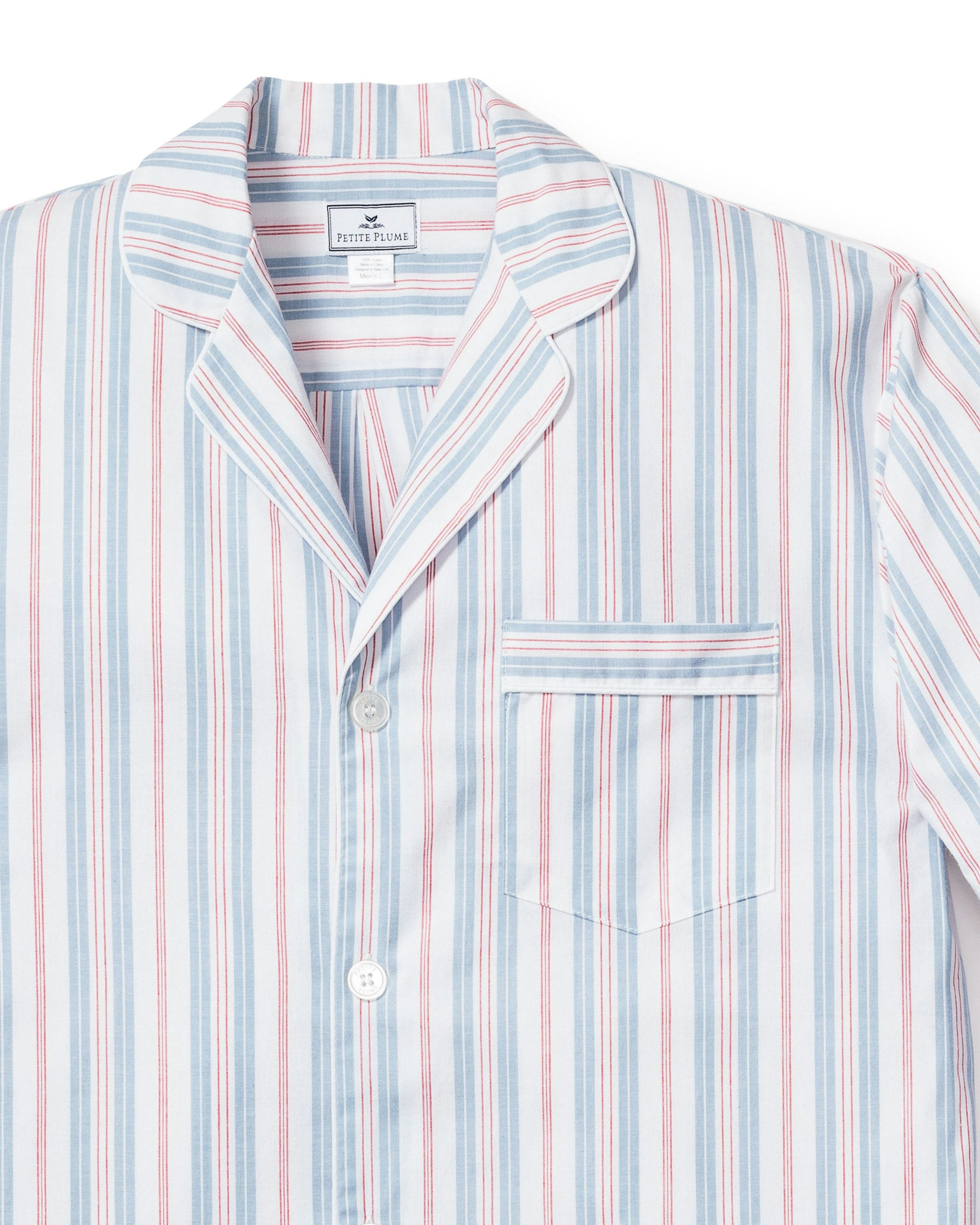 Men's Twill Pajama Set in La Mer in Vintage French Stripes#Color_Vintage French Stripes