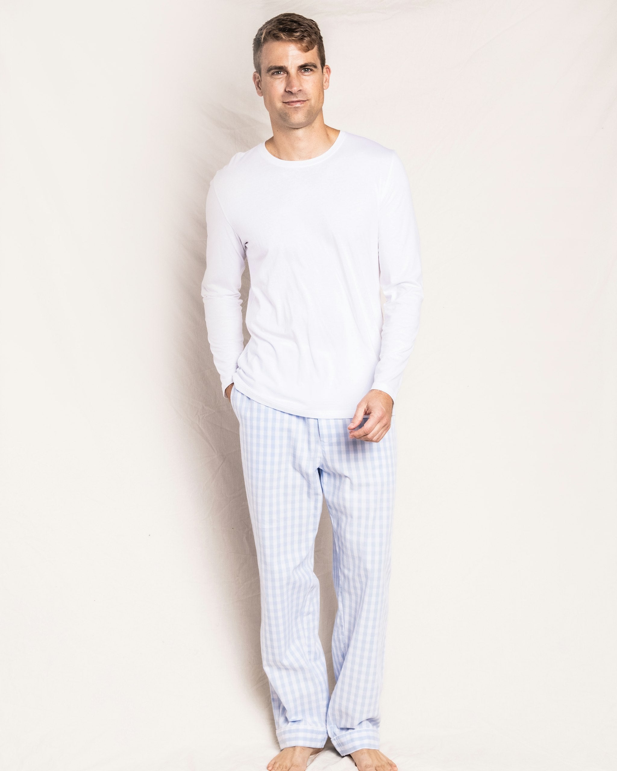 Men's Twill Pajama Pant in Light Blue Gingham in Light Blue Gingham#Color_Light Blue Gingham