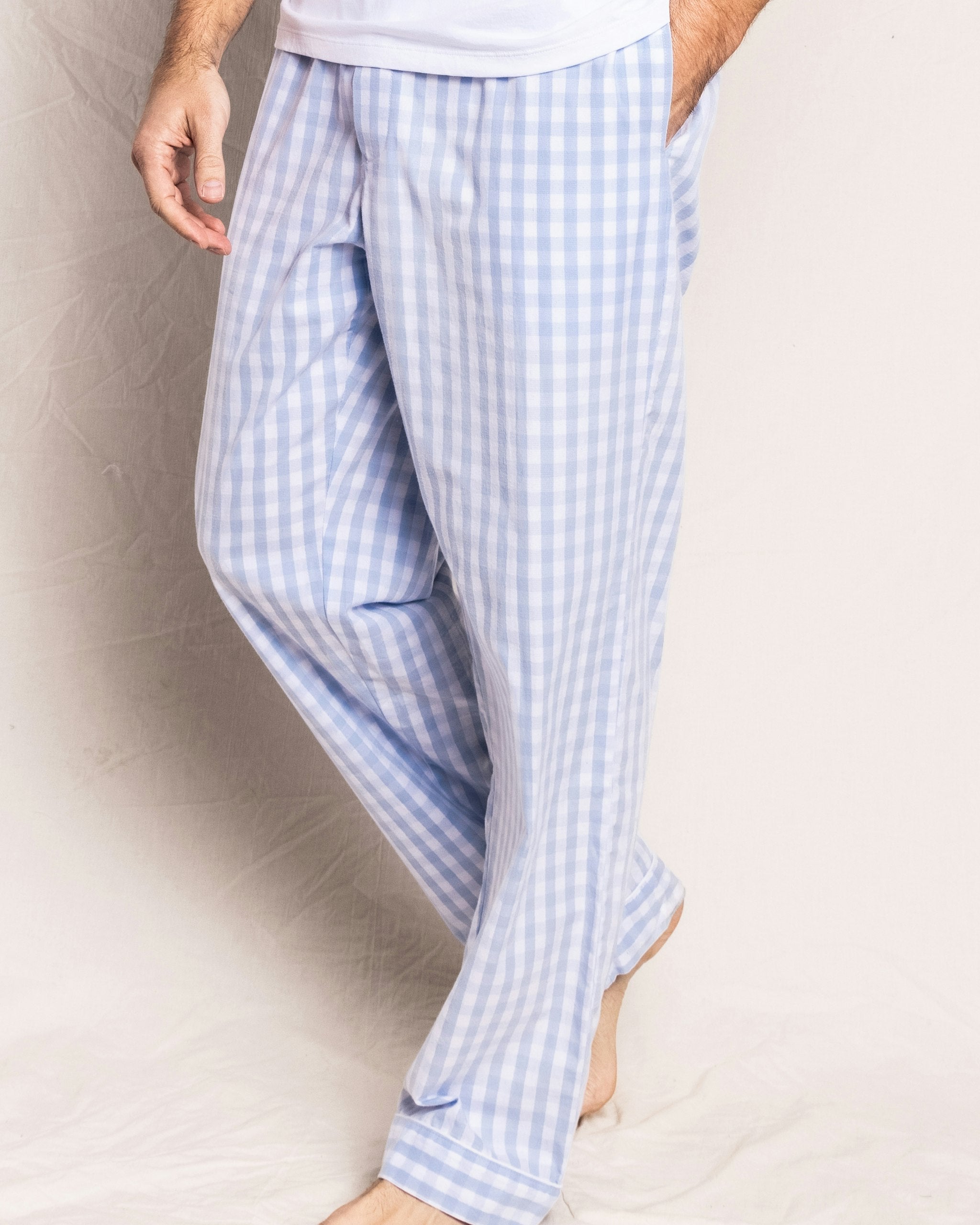 Men's Twill Pajama Pant in Light Blue Gingham in Light Blue Gingham#Color_Light Blue Gingham