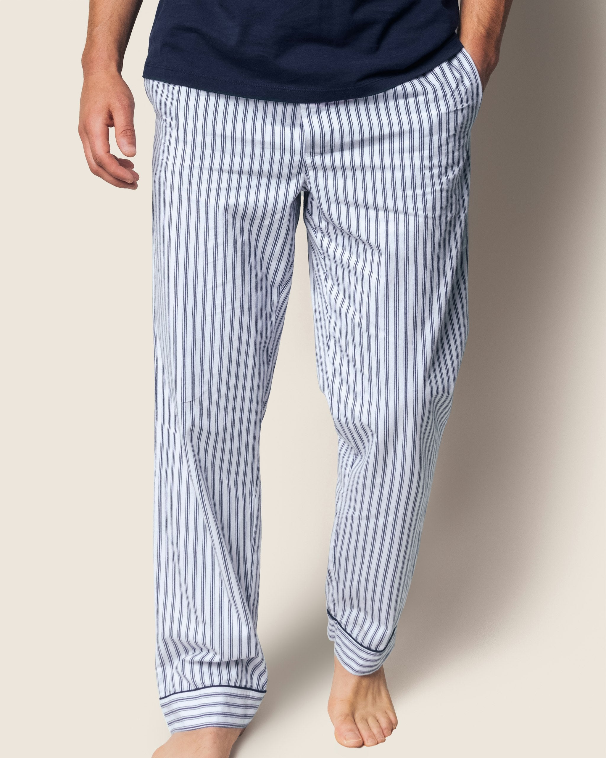 Men's Twill Pajama Pant in Navy French Ticking in Navy French Ticking#Color_Navy French Ticking