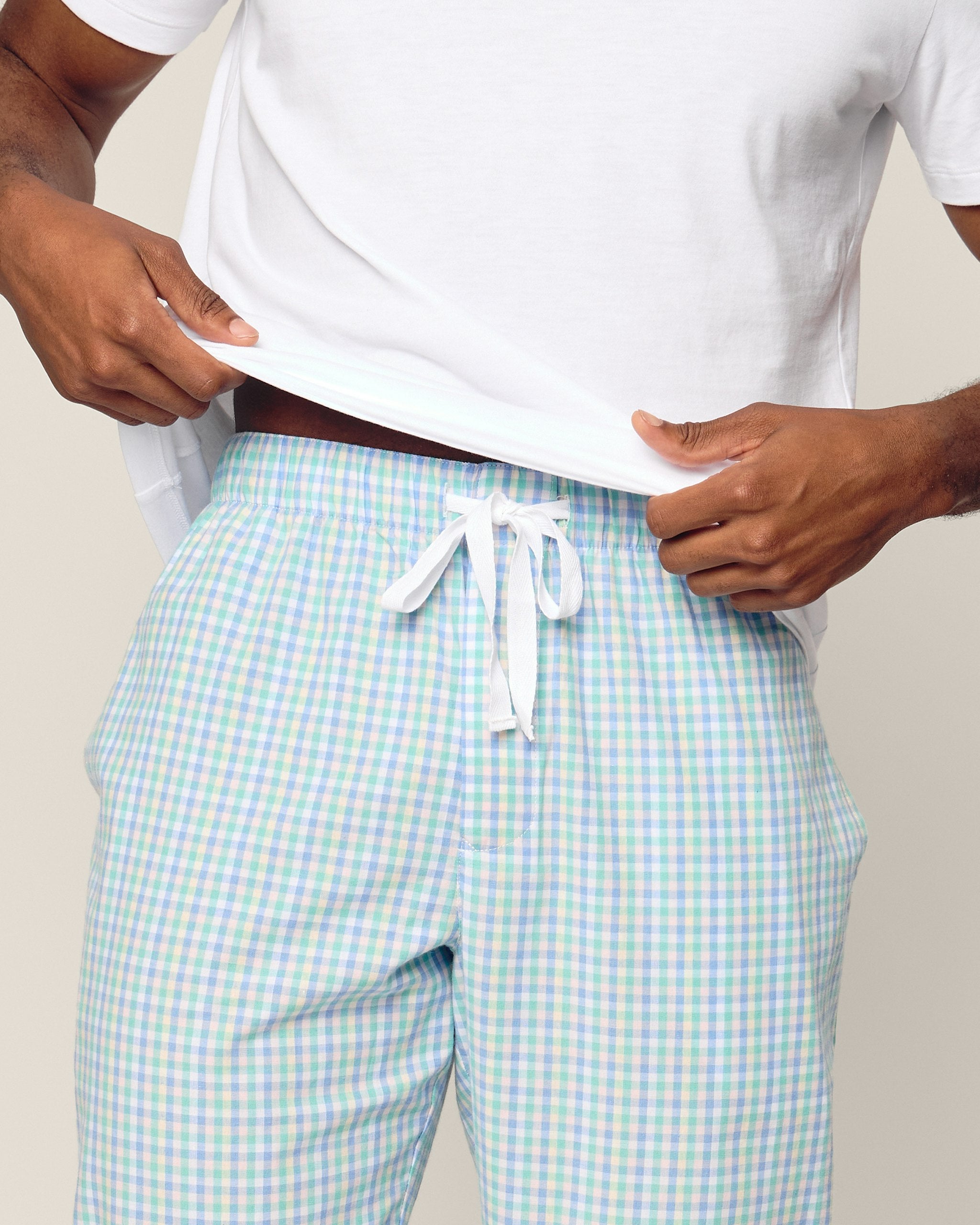 Men's Twill Pajama Pant in Light Blue Gingham in Spring Gingham#Color_Spring Gingham