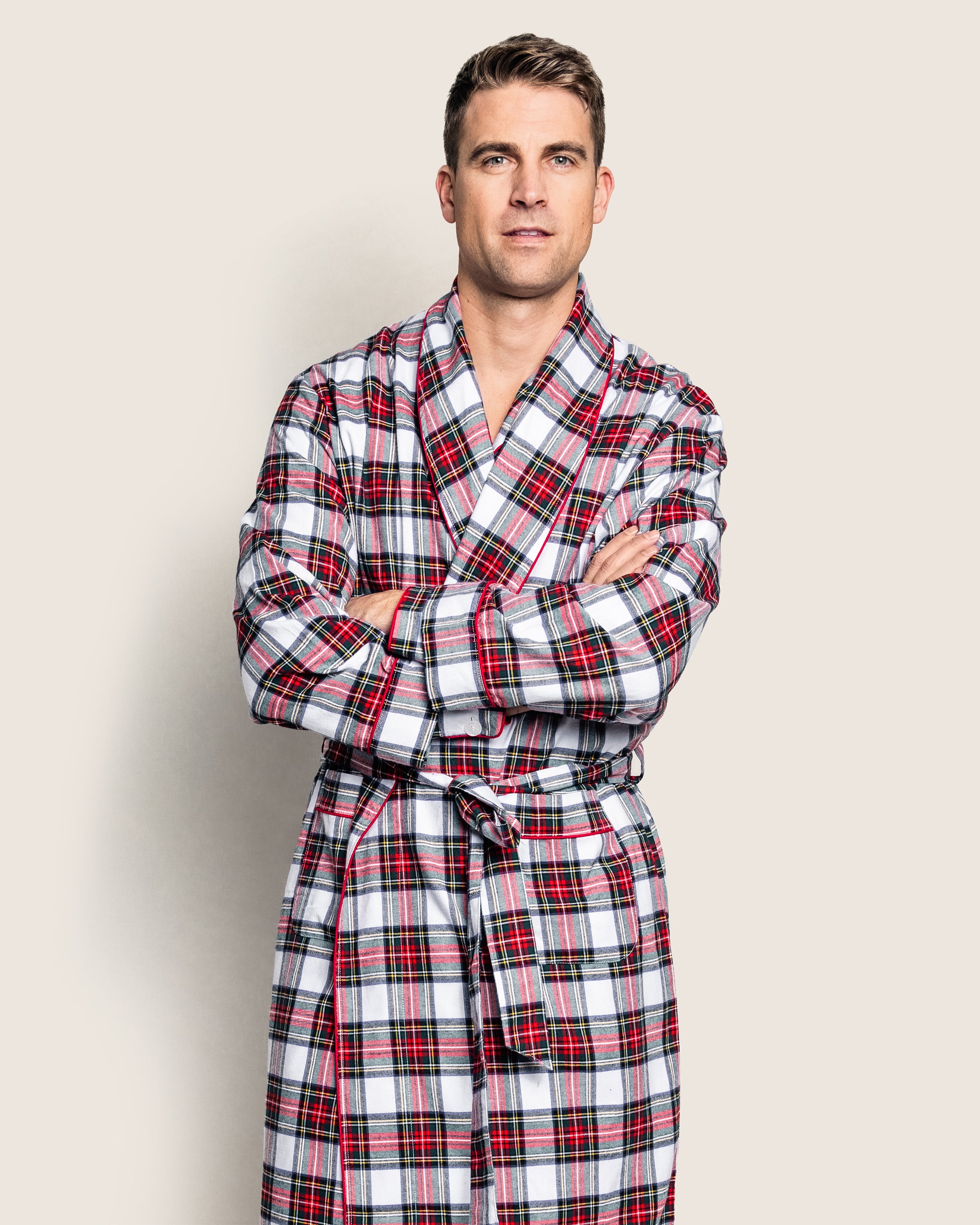 Men's Brushed Cotton Robe in Windsor Tartan in Balmoral Tartan#Color_Balmoral Tartan