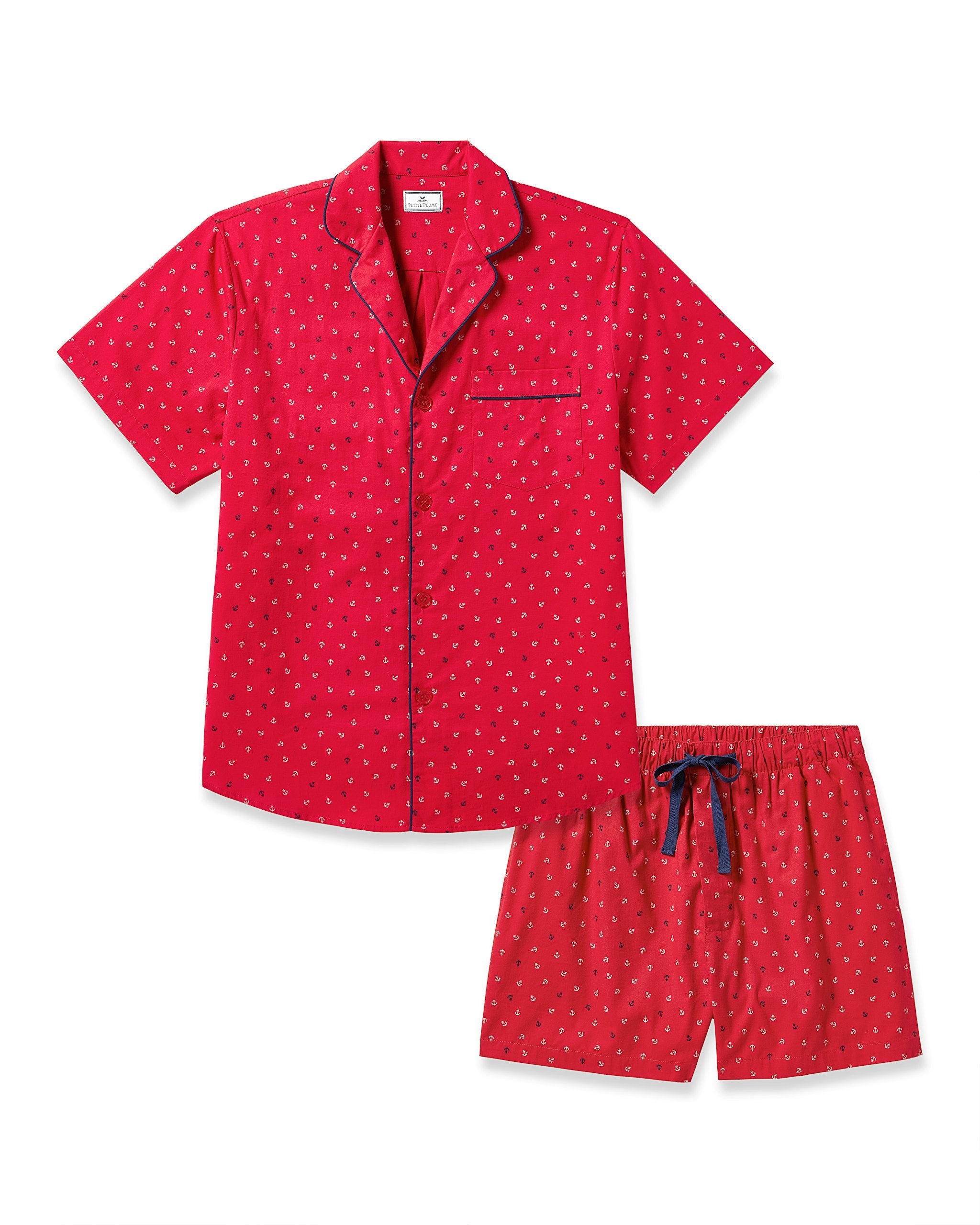 Men's Twill Pajama Short Set in Buzzing Bees in Anchors Away#Color_Anchors Away