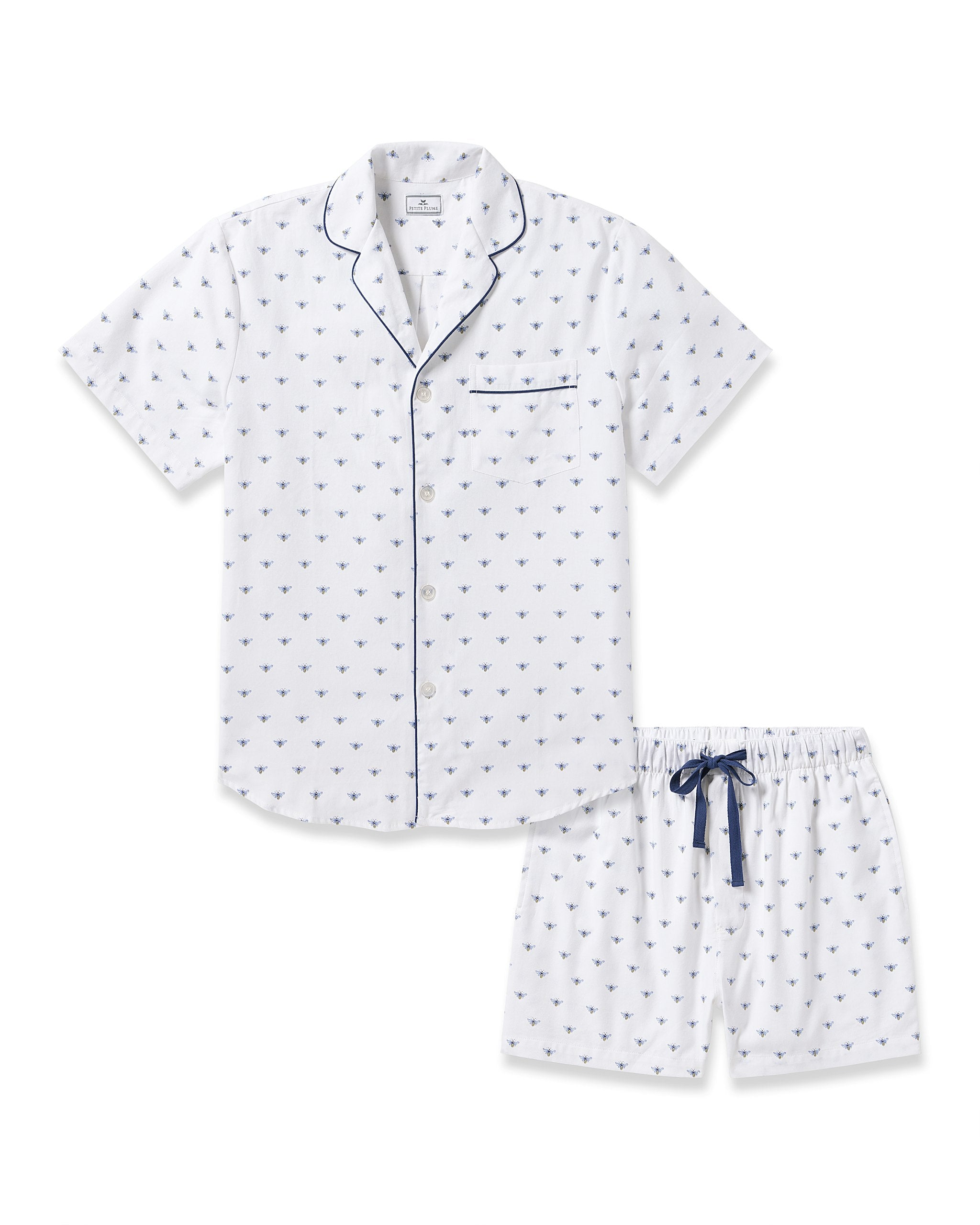 Men's Twill Pajama Short Set in Buzzing Bees in Buzzing Bees#Color_Buzzing Bees