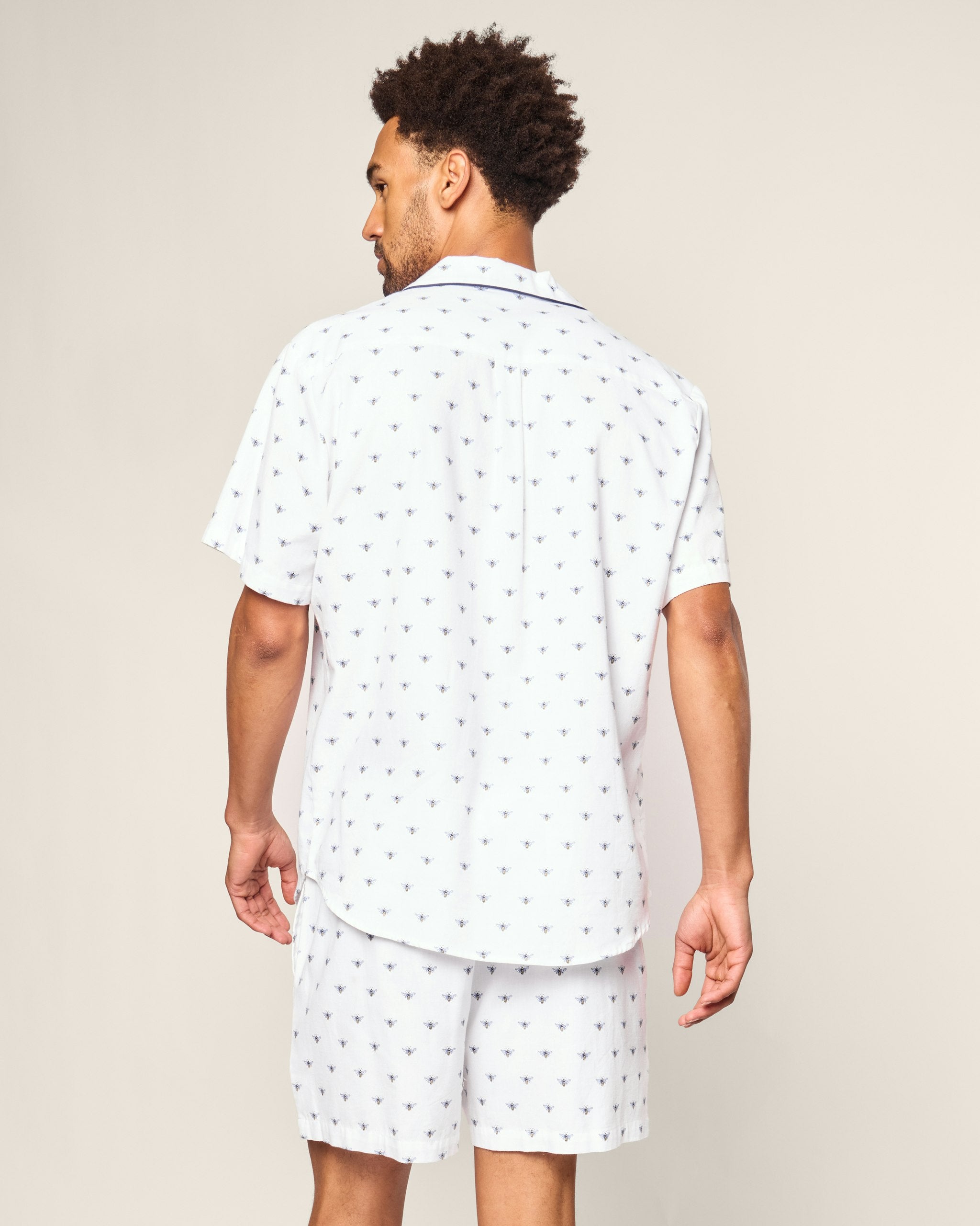 Men's Twill Pajama Short Set in Buzzing Bees in Buzzing Bees#Color_Buzzing Bees