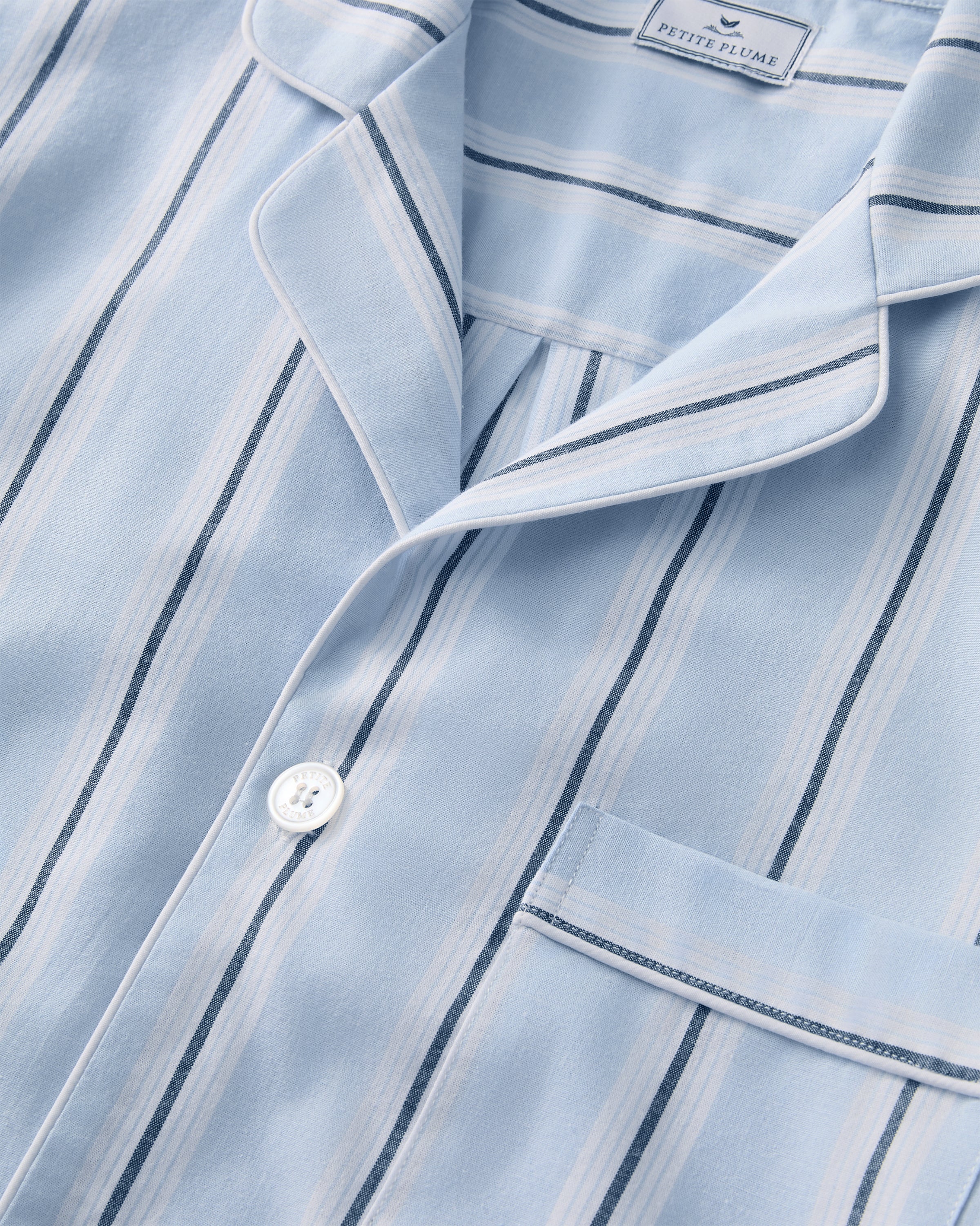 Men's Twill Pajama Short Set in Coastal Stripe