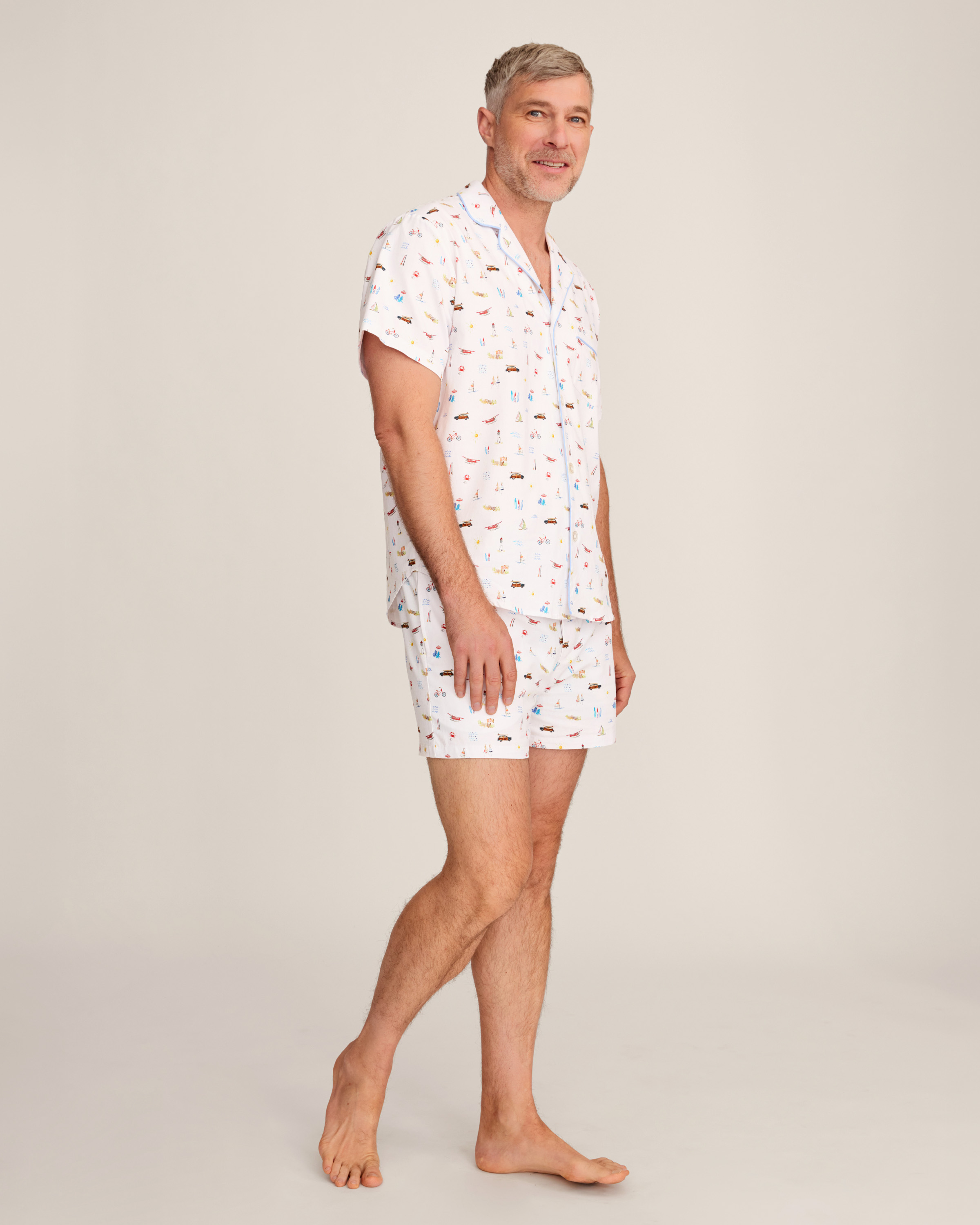 Men's Twill Pajama Short Set in Summer Nostalgia