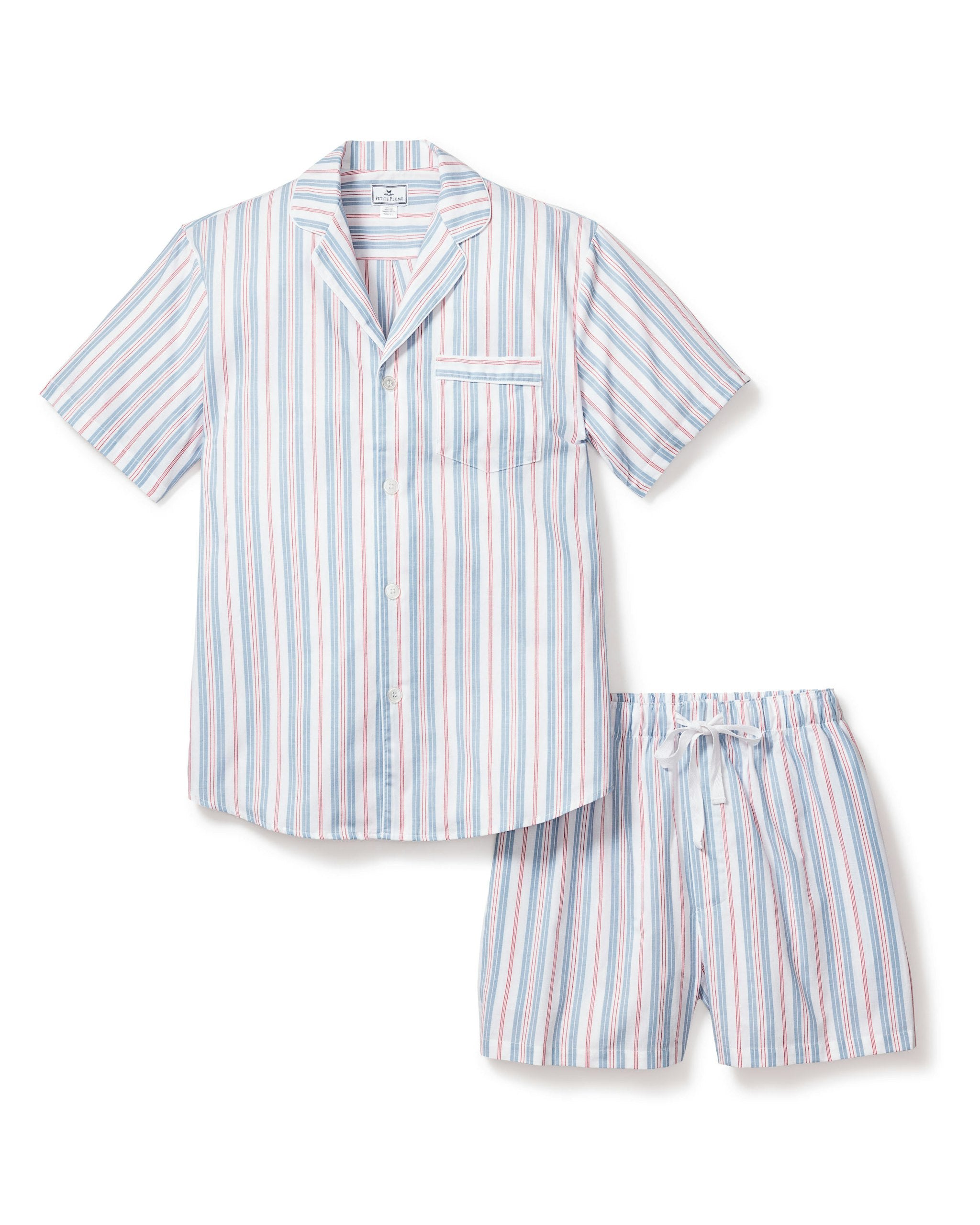 Men's Twill Pajama Short Set in Vintage French Stripes in Vintage French Stripes#Color_Vintage French Stripes