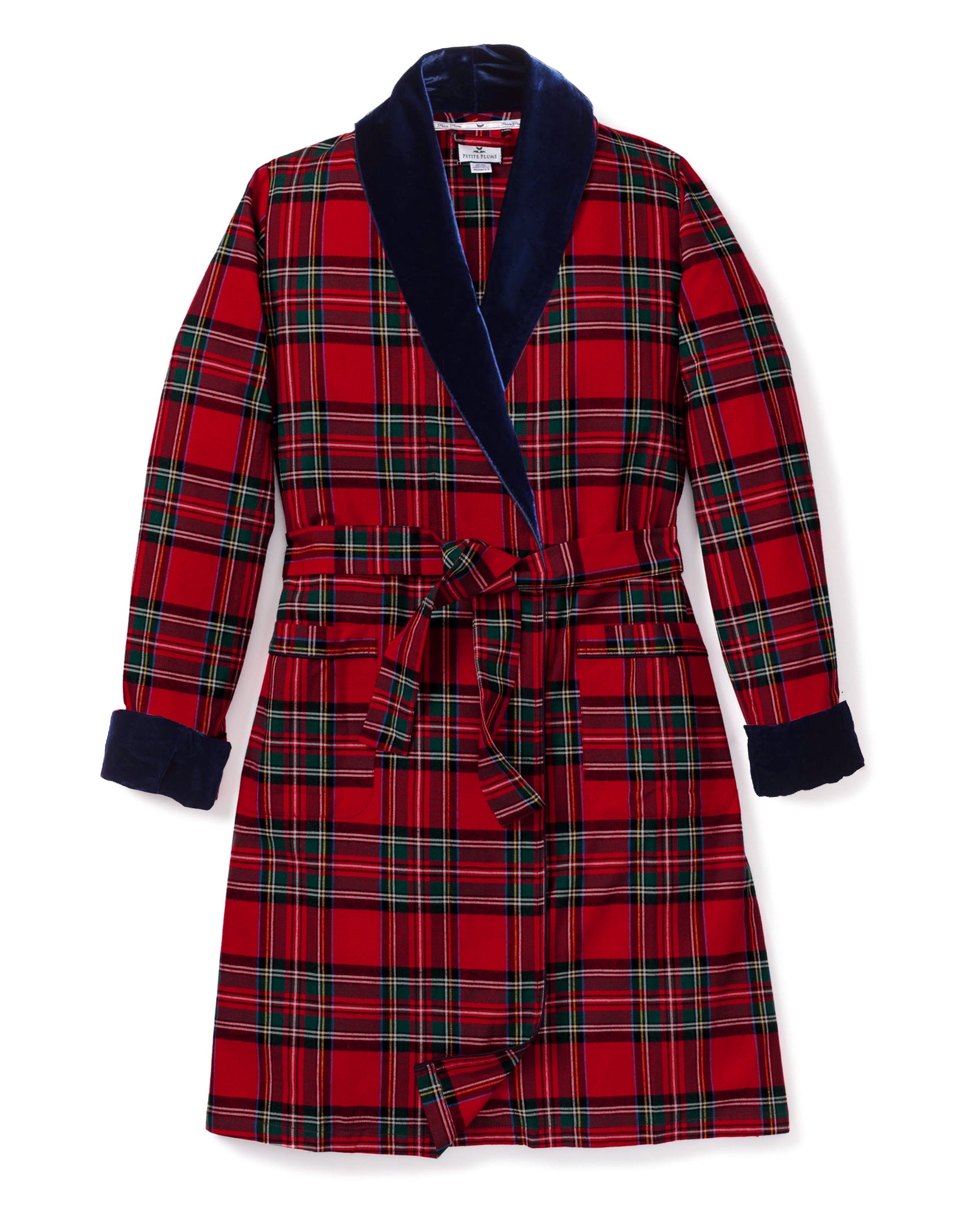 Men's Brushed Twill Velvet Robe in Imperial Tartan