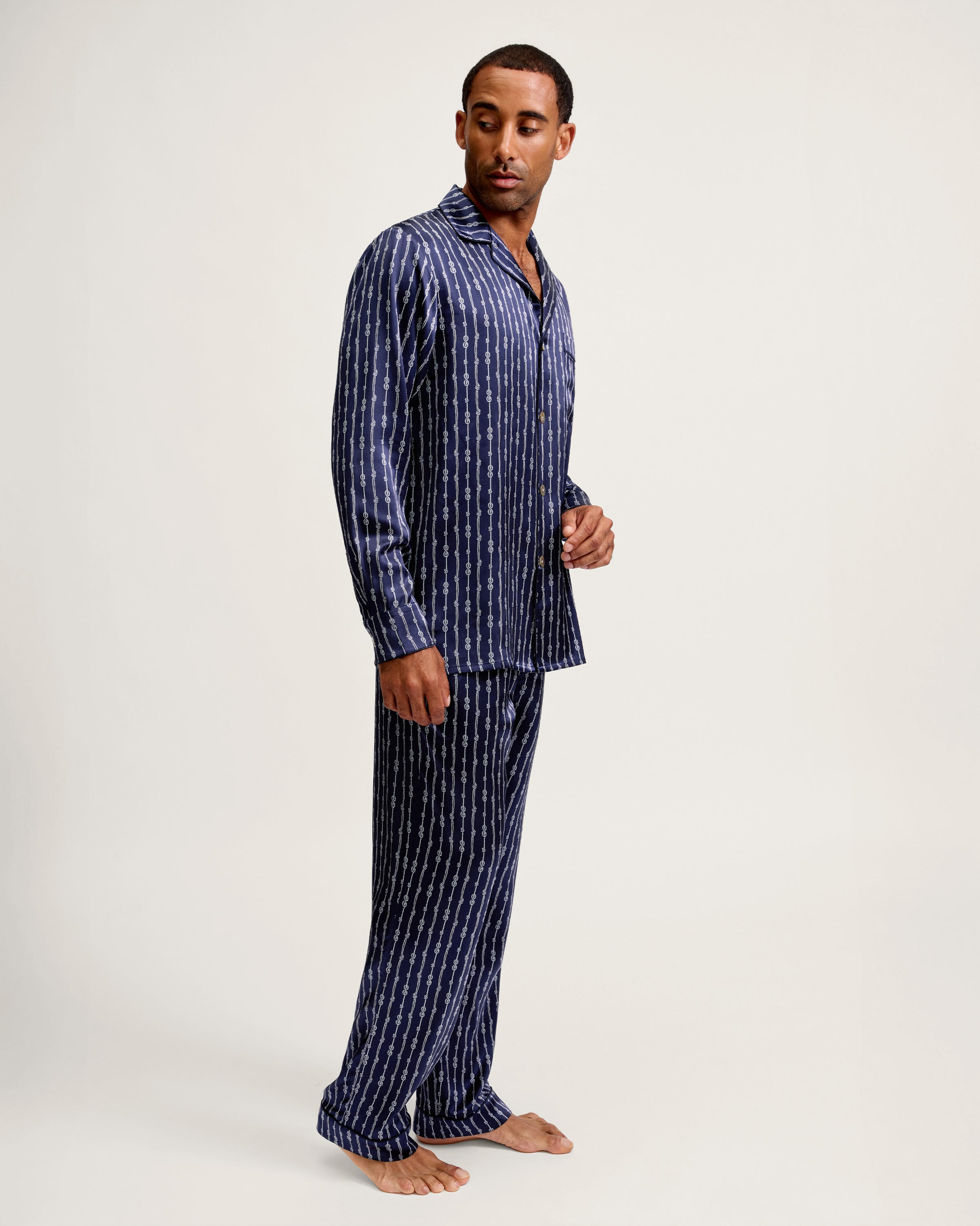 Men's Silk Pajama Set in Nautical Knots