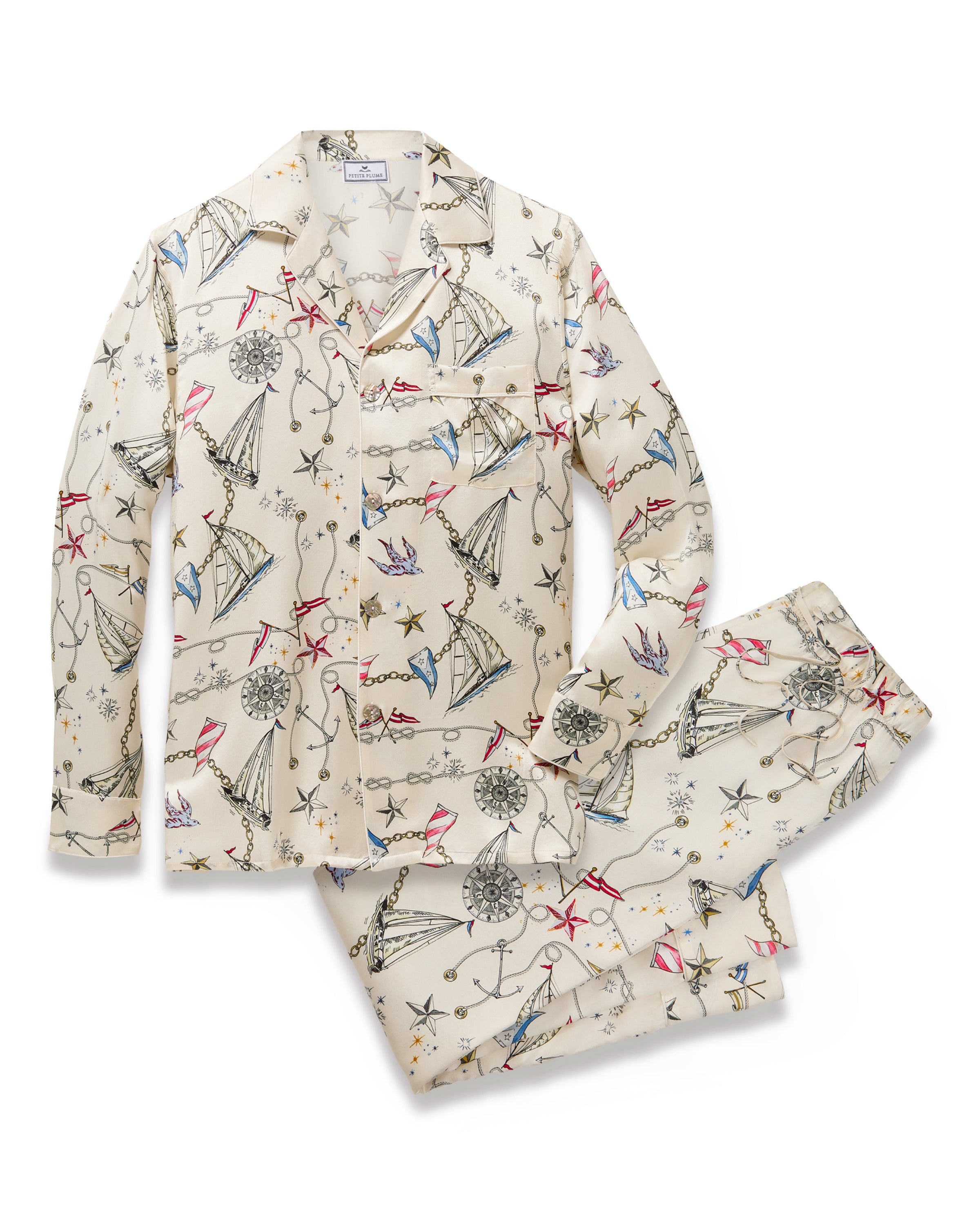 Men's Silk Pajama Set in Regatta Royale