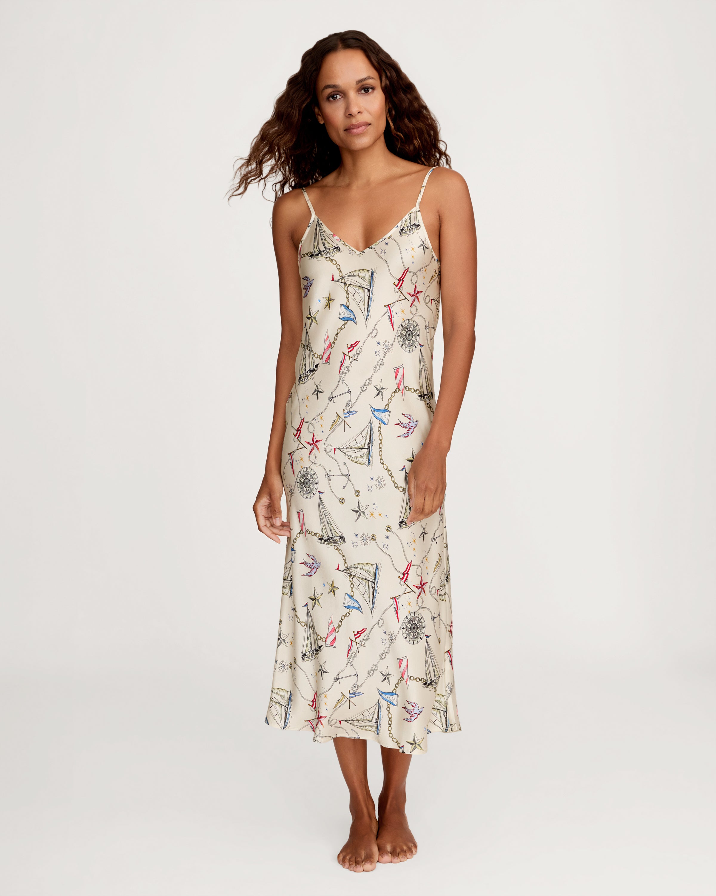 Women's Silk Cosette Nightgown in Regatta Royale
