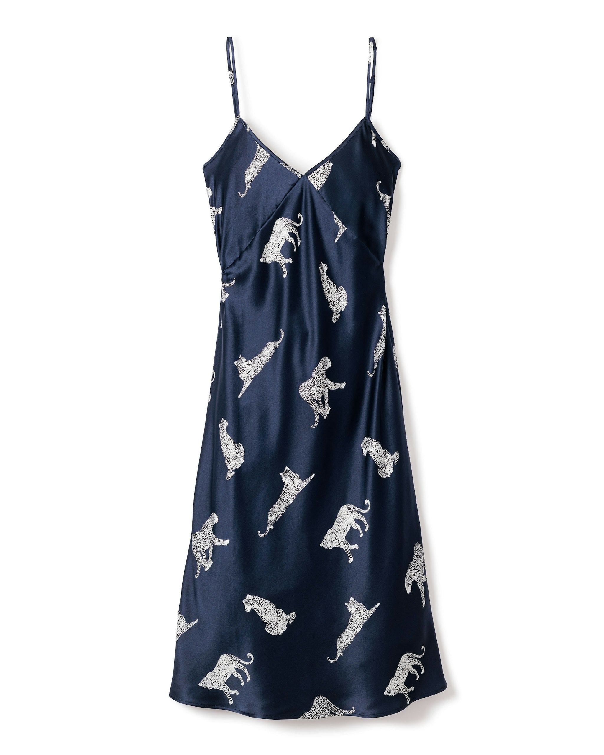 Women's Silk Cosette Nightgown in Panthère de Luxe in Panthère de Nuit#Color_Panthère de Nuit