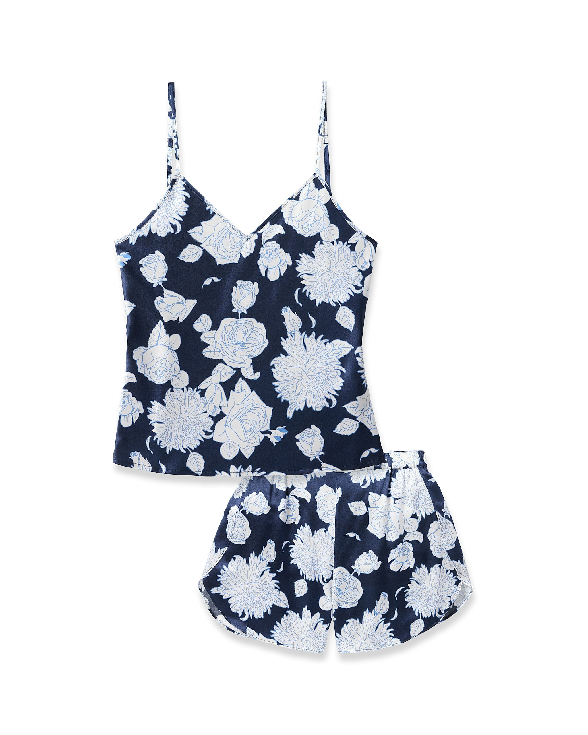 Women's Silk Cami Short Set in Midnight Blooms in Midnight Blooms#Color_Midnight Blooms