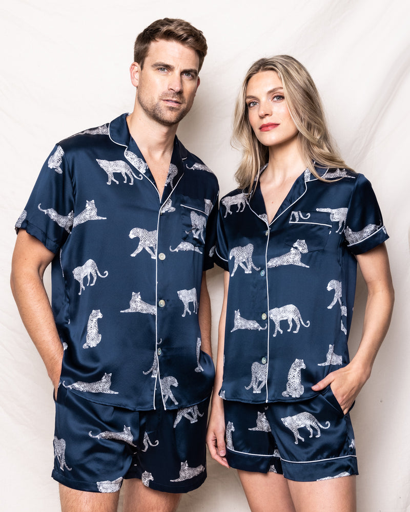 Men's Silk Pajama Short Set in Panthère de Nuit