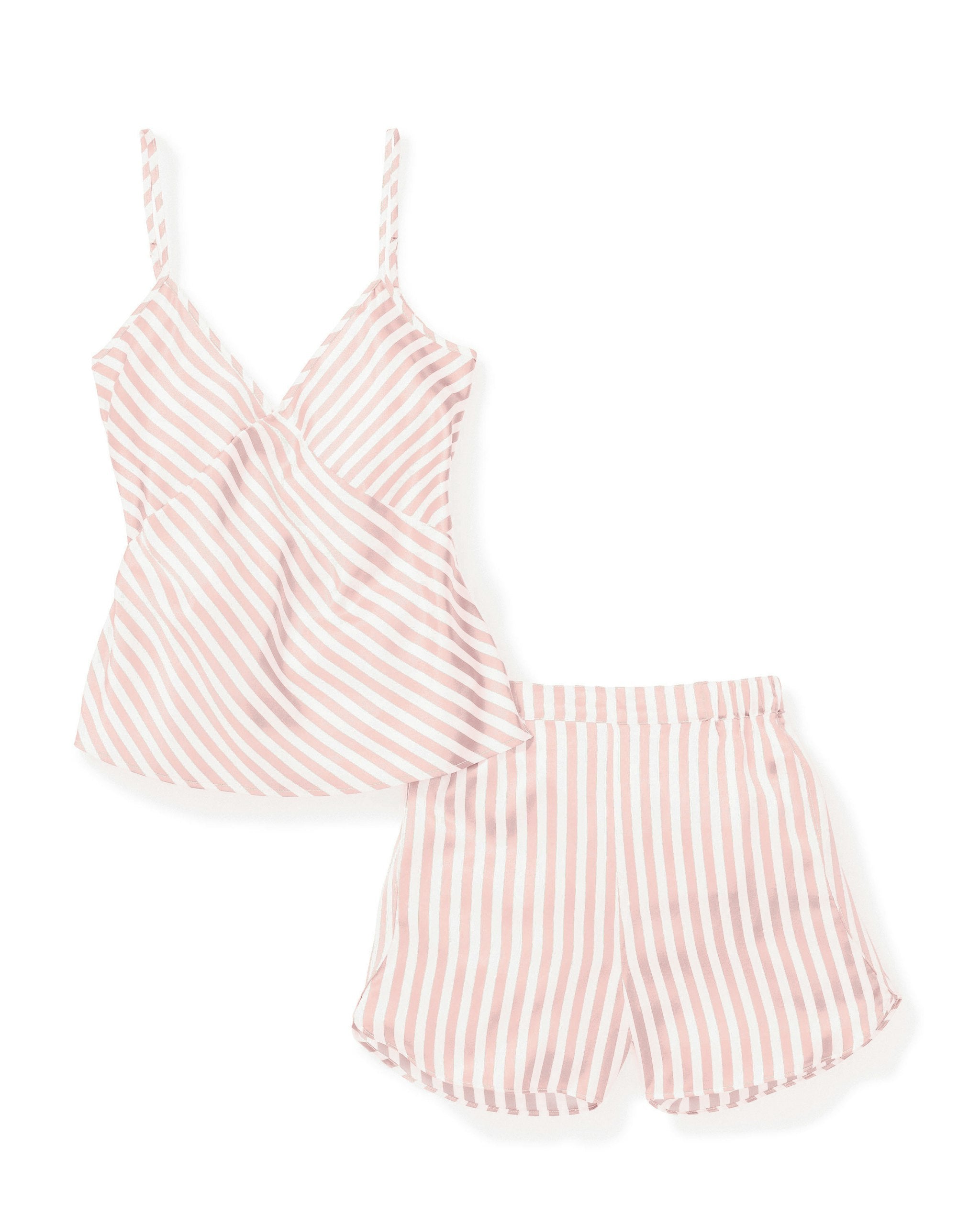 Women's Silk Cami Short Set in Pink Stripe in Pink Stripe#Color_Pink Stripe