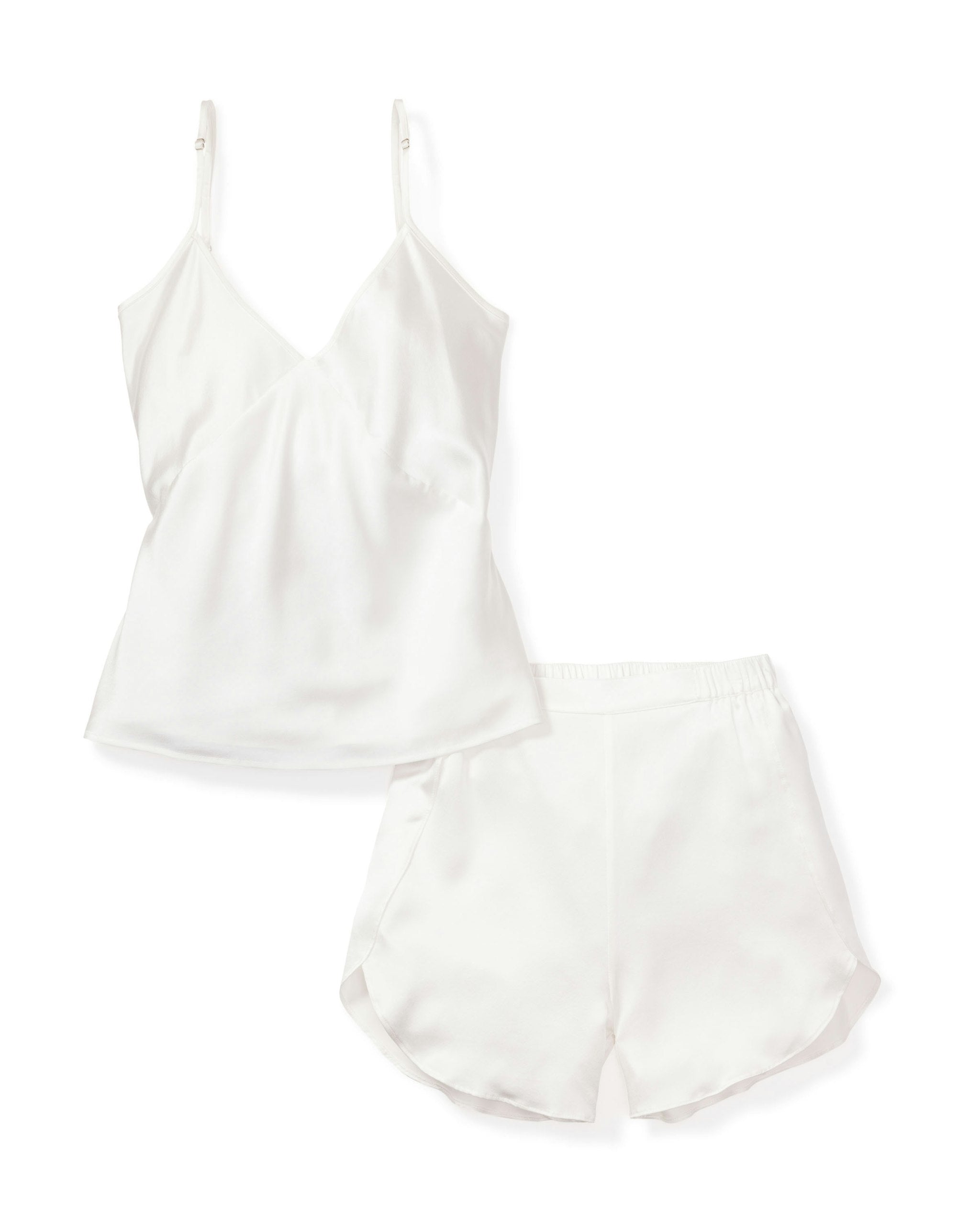 Women's Silk Cami Short Set in Pink in White#Color_White
