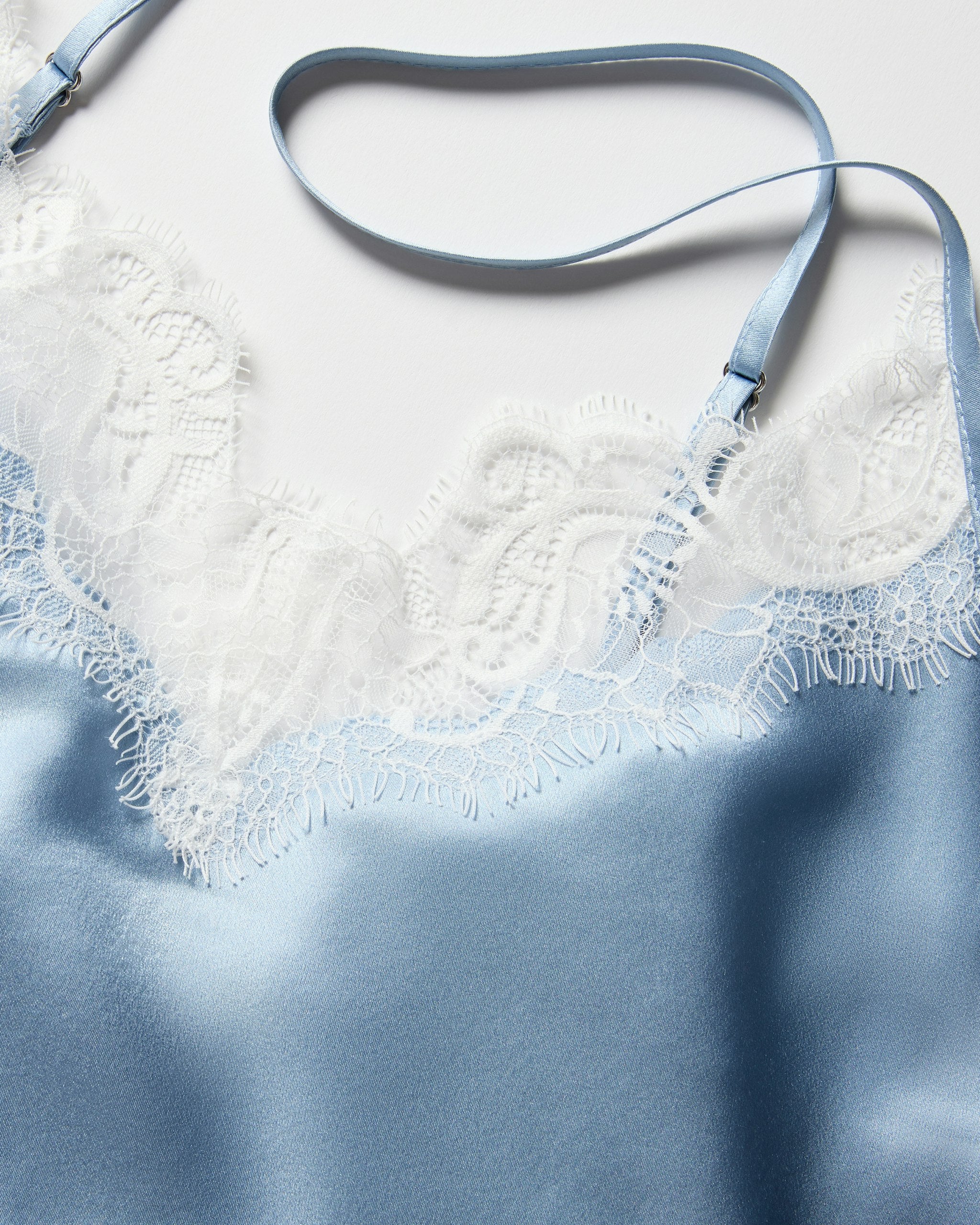 Women's Silk Lace Cami Short Set in Black in Periwinkle#Color_Periwinkle
