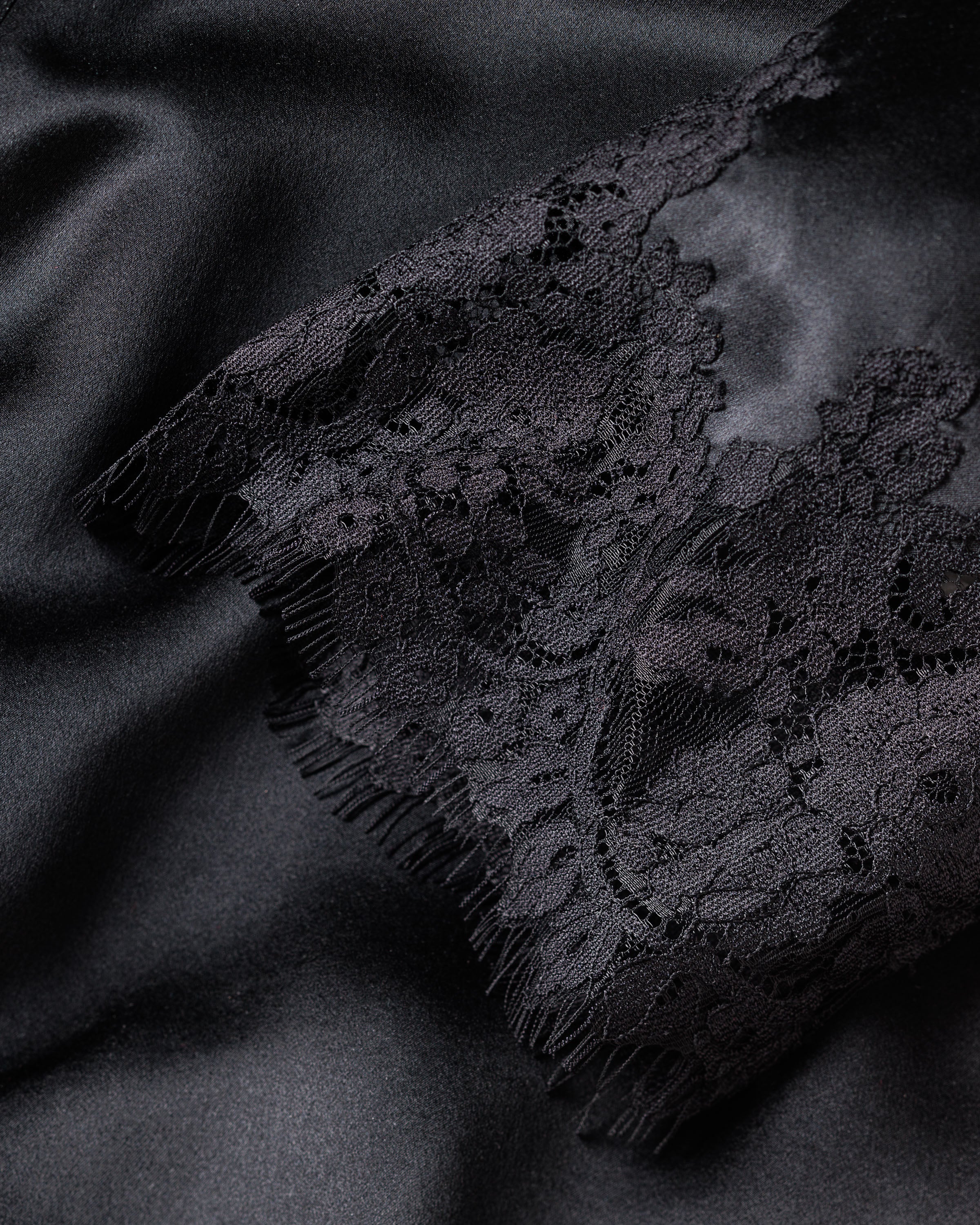 Women's Silk Lace Robe in Black in Black#Color_Black