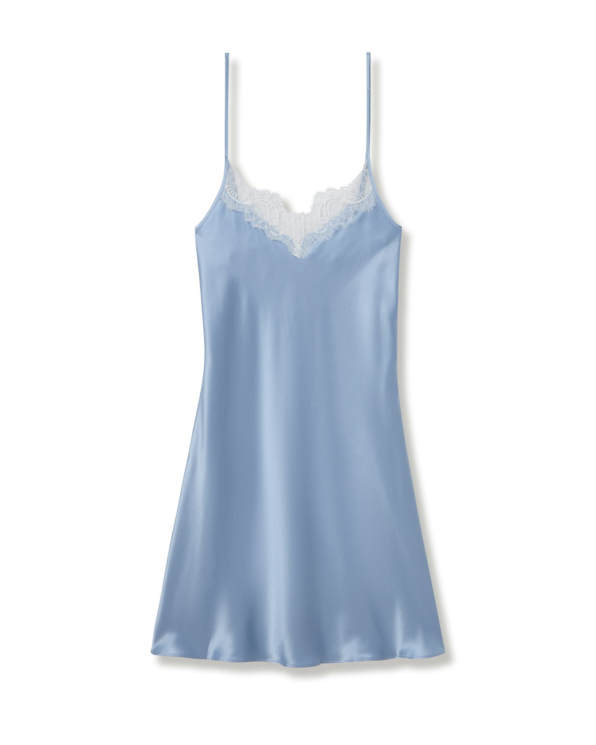 Women's Silk Lace Slip Dress in White in Periwinkle#Color_Periwinkle