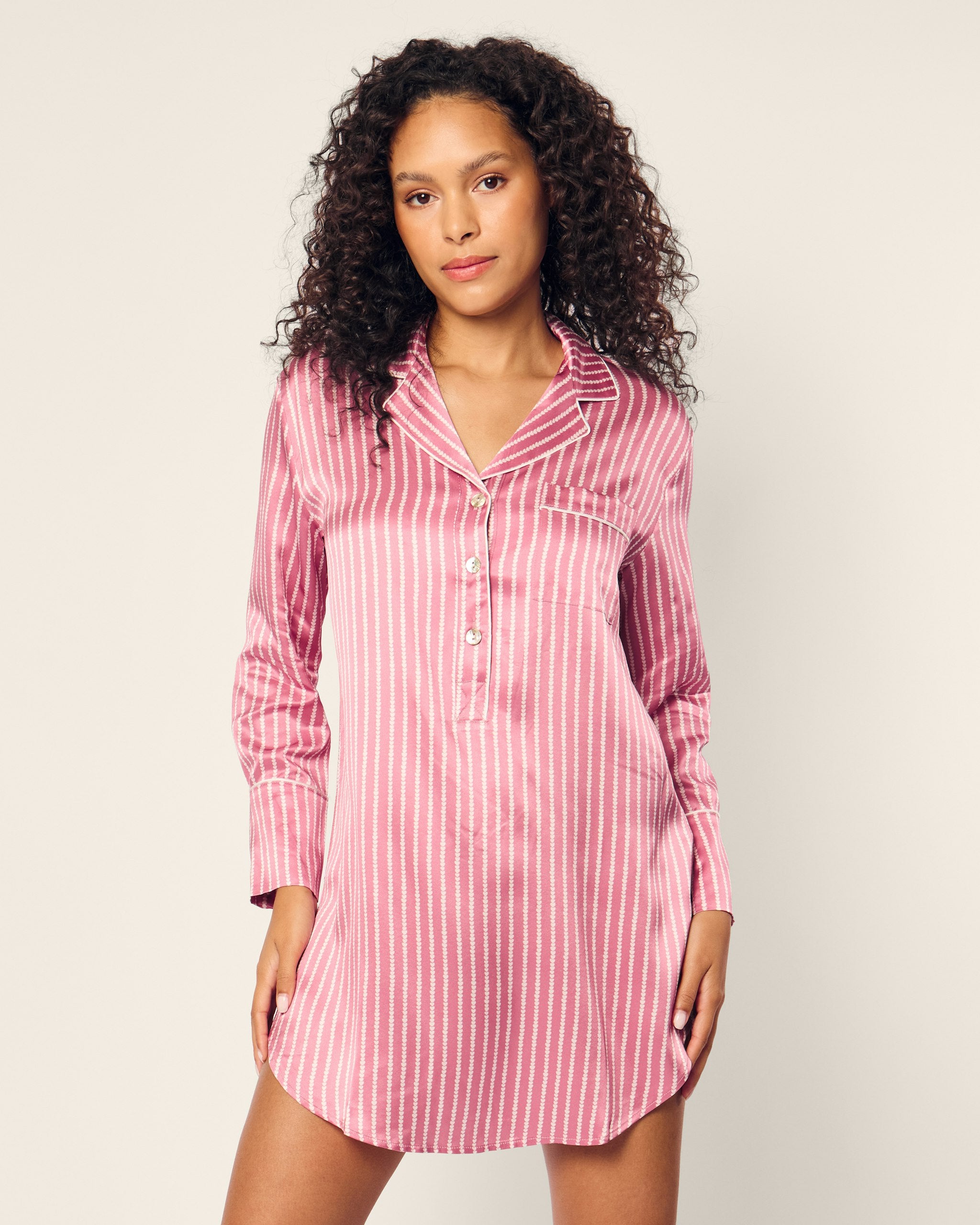 Women's Silk Nightshirt in Love Lines in Love Lines#Color_Love Lines