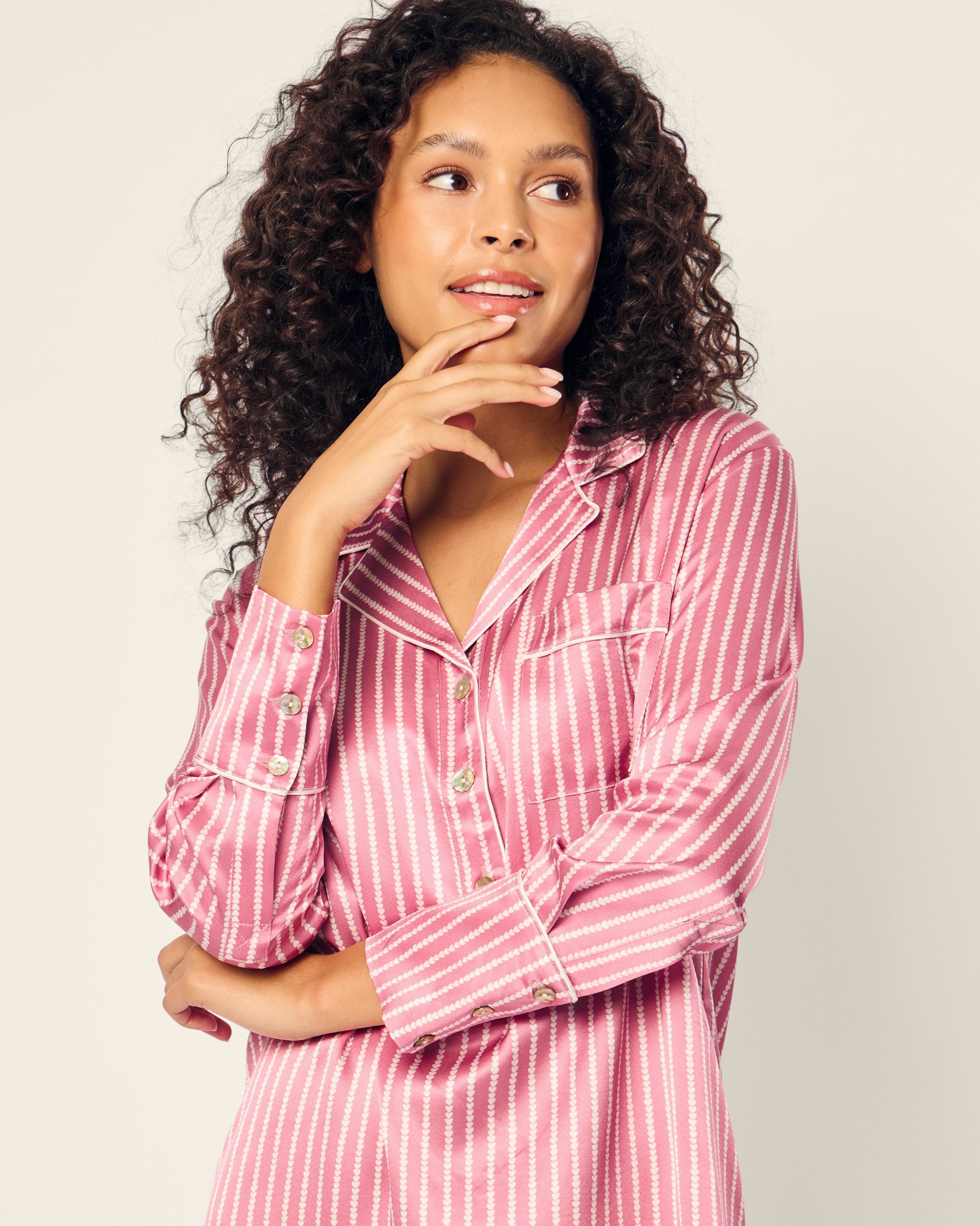Women's Silk Nightshirt in Love Lines in Love Lines#Color_Love Lines