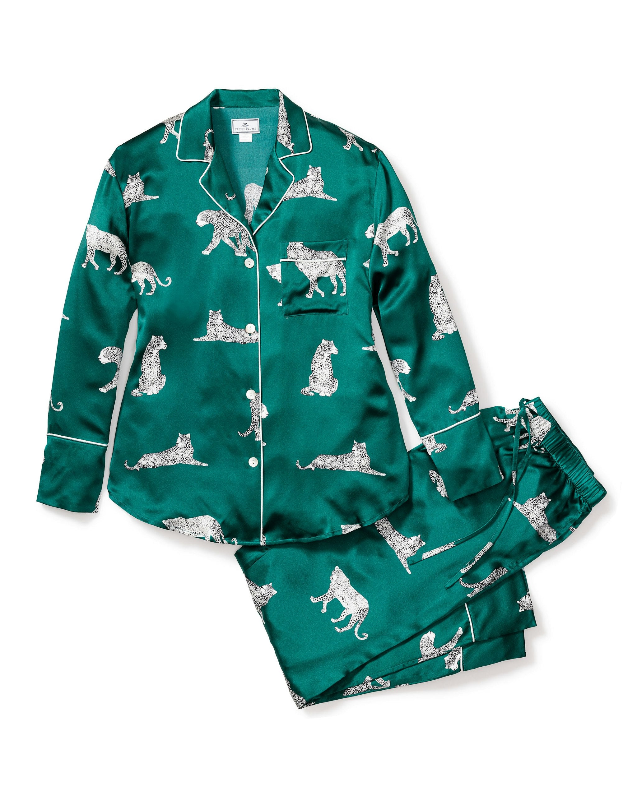 Women's Silk Pajama Set in Panthère de Nuit in Panthère de Luxe#Color_Panthère de Luxe