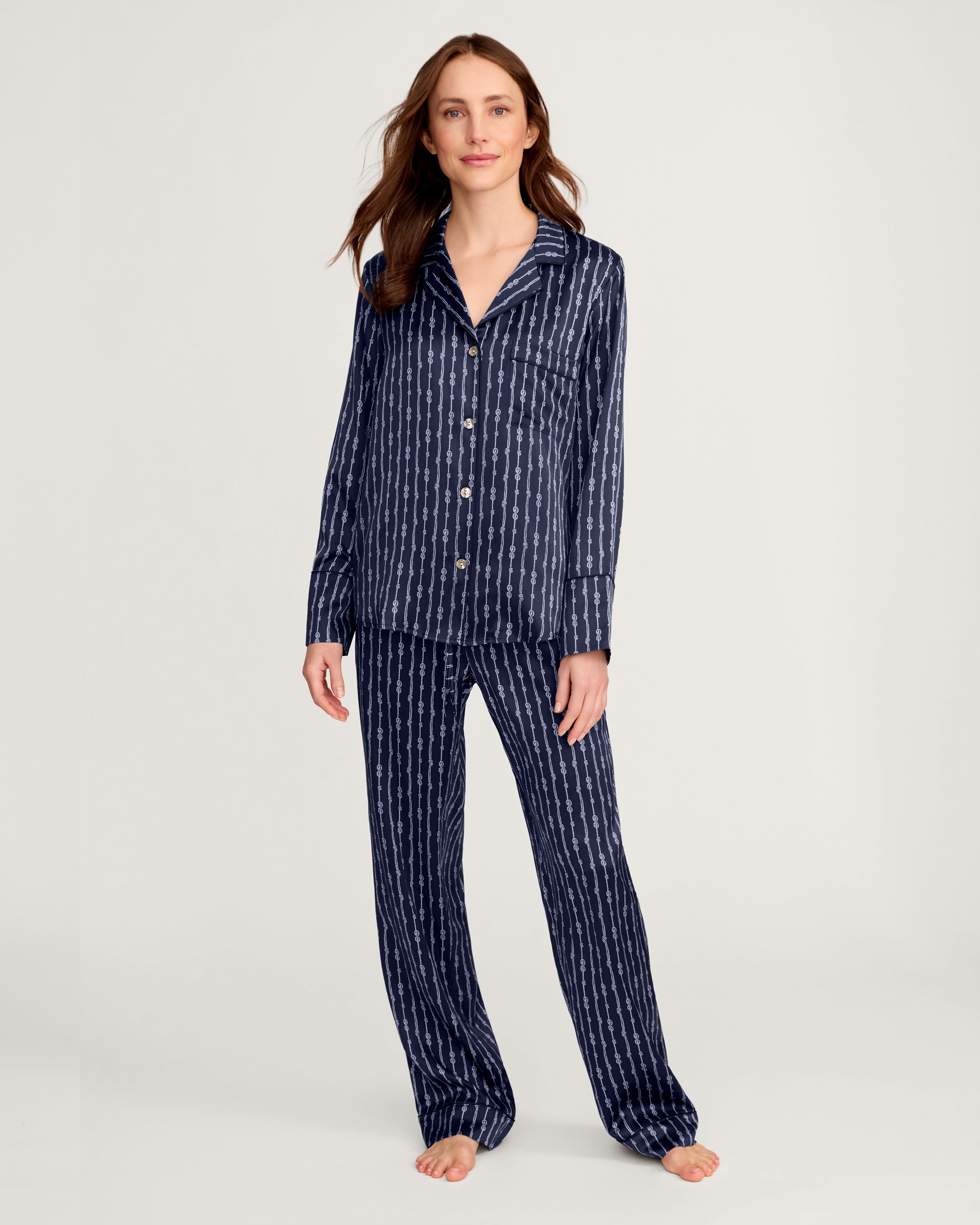 Women's Silk Pajama Set in Nautical Knots