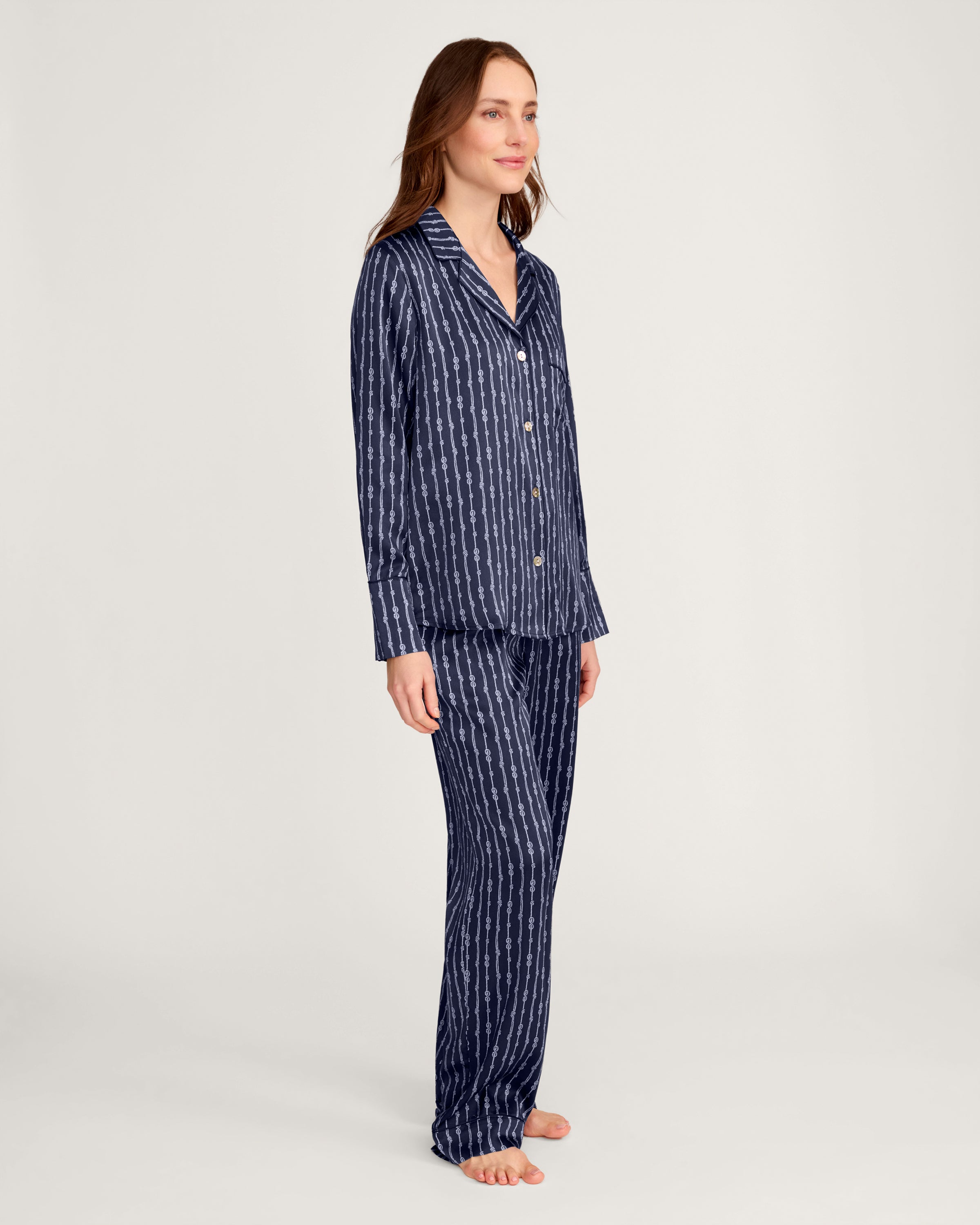 Women's Silk Pajama Set in Nautical Knots