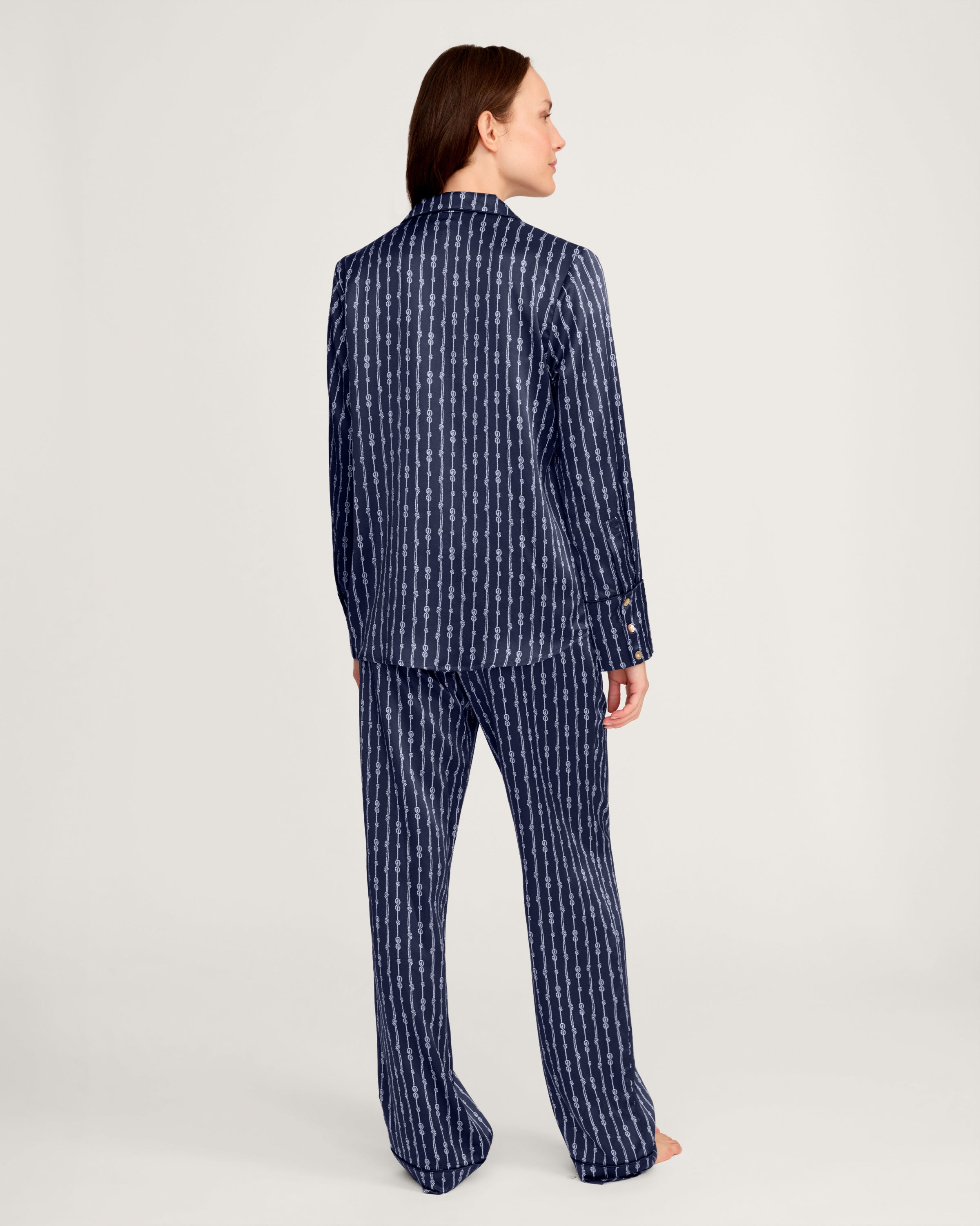 Women's Silk Pajama Set in Nautical Knots